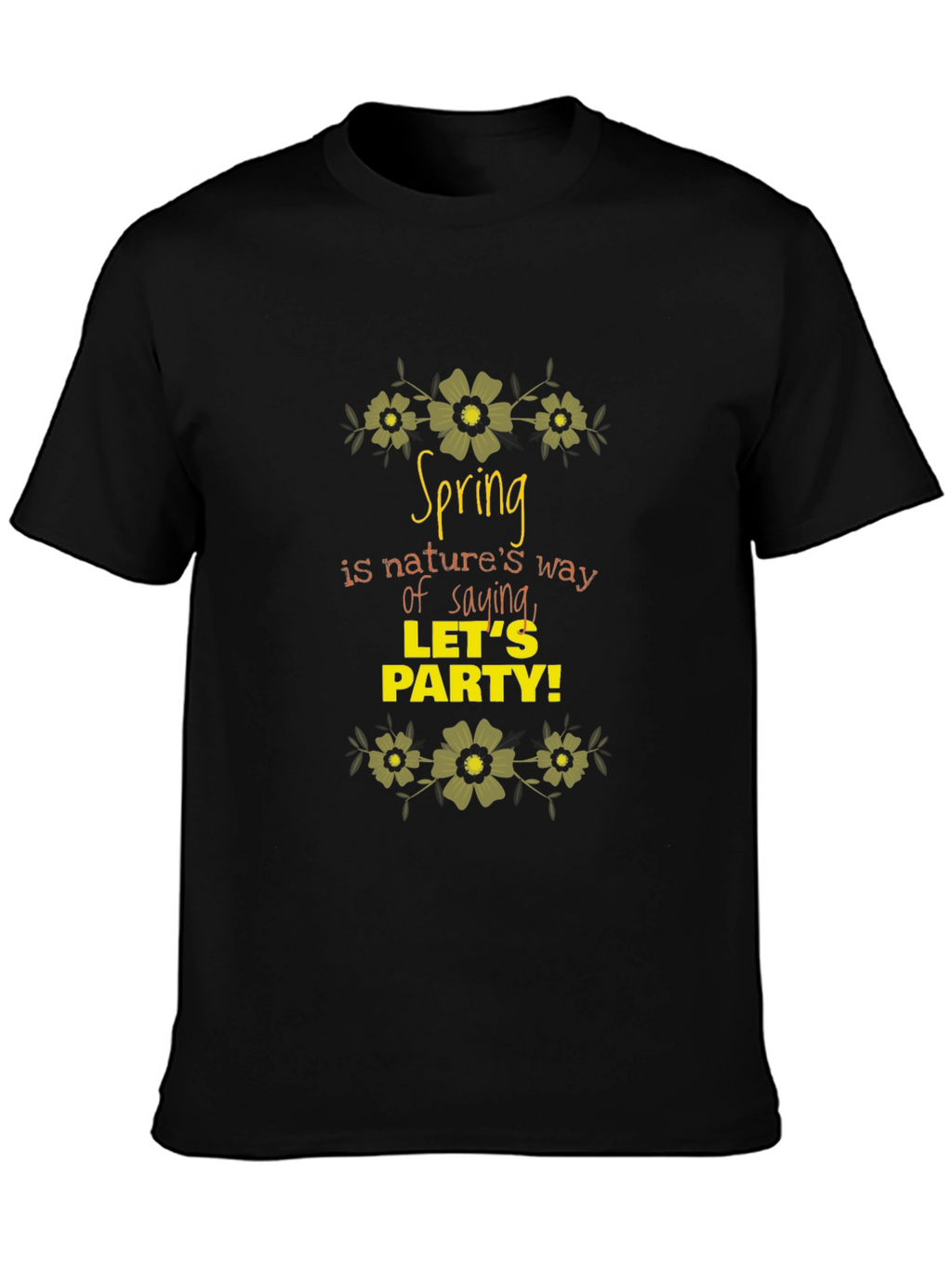Spring Party Graphic Black T-Shirt