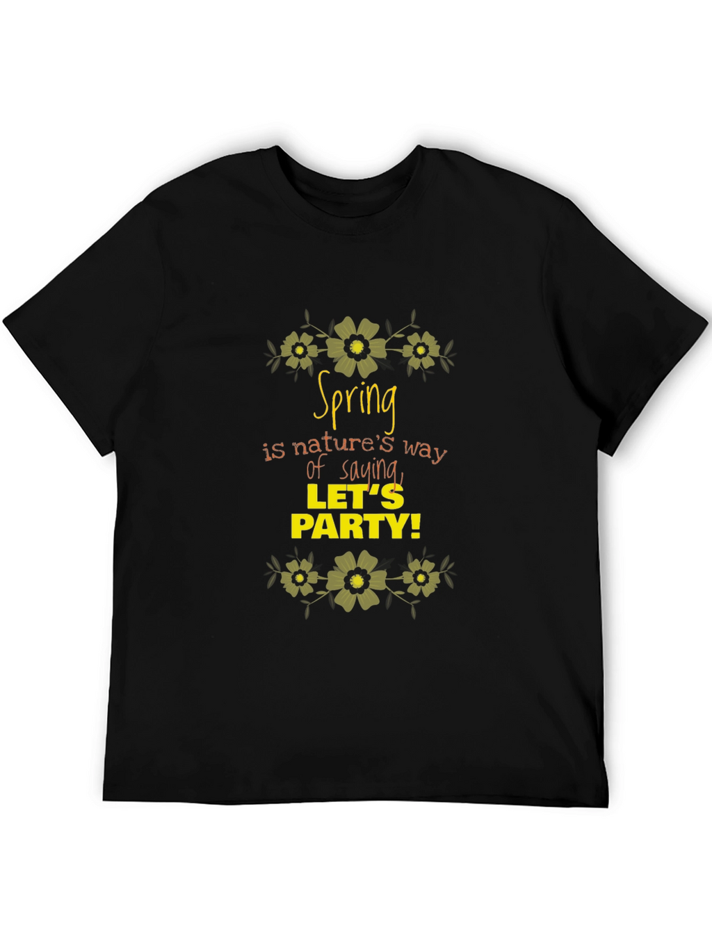 Spring Party Graphic Black T-Shirt