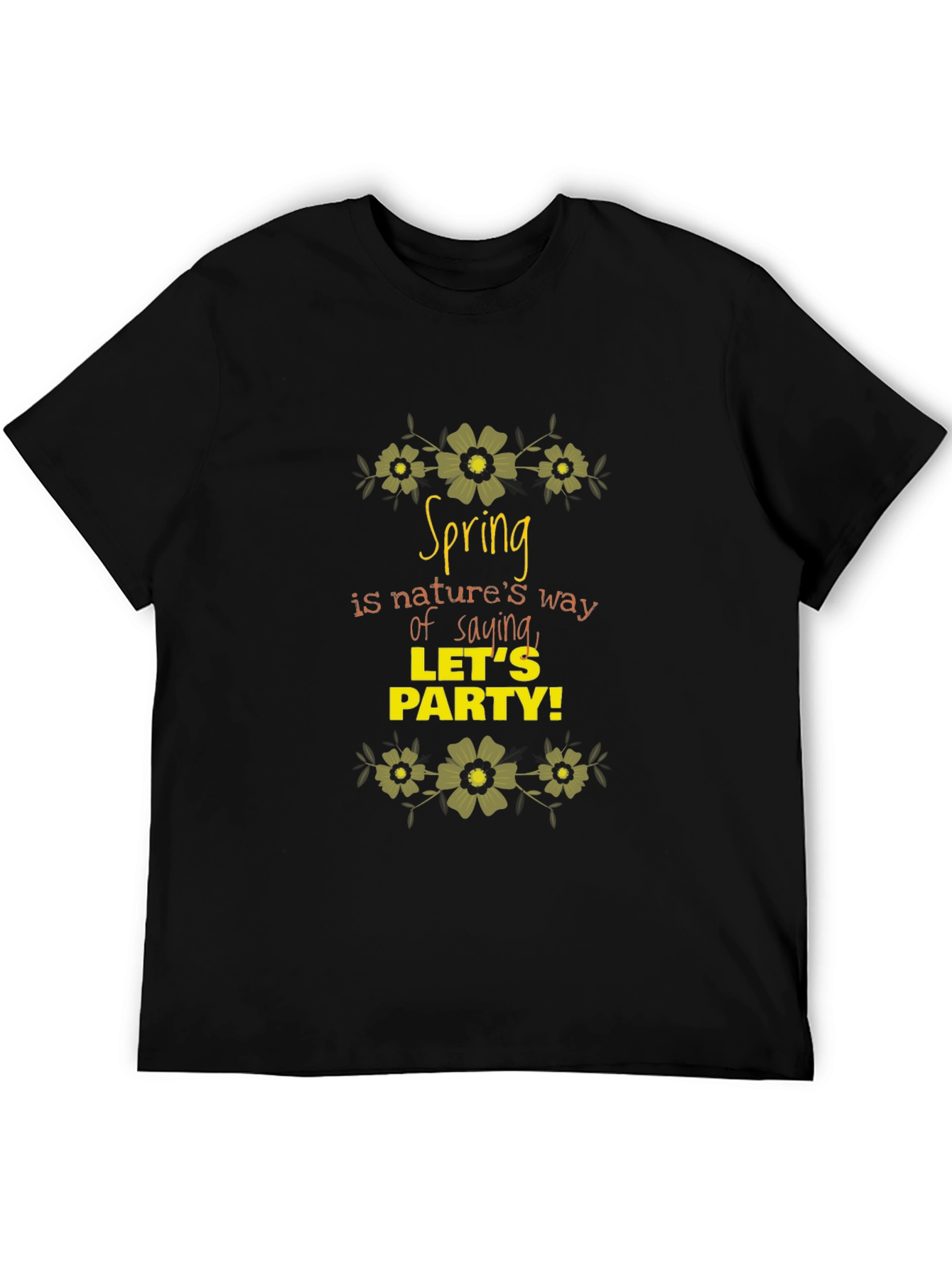 Spring Party Graphic Black T-Shirt