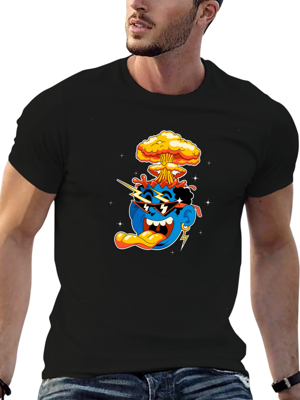 Cool Cartoon Graphic T-Shirt - Black