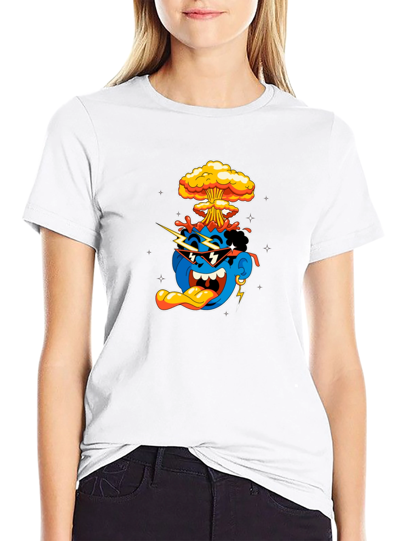 Cool Cartoon Graphic T-Shirt - Black