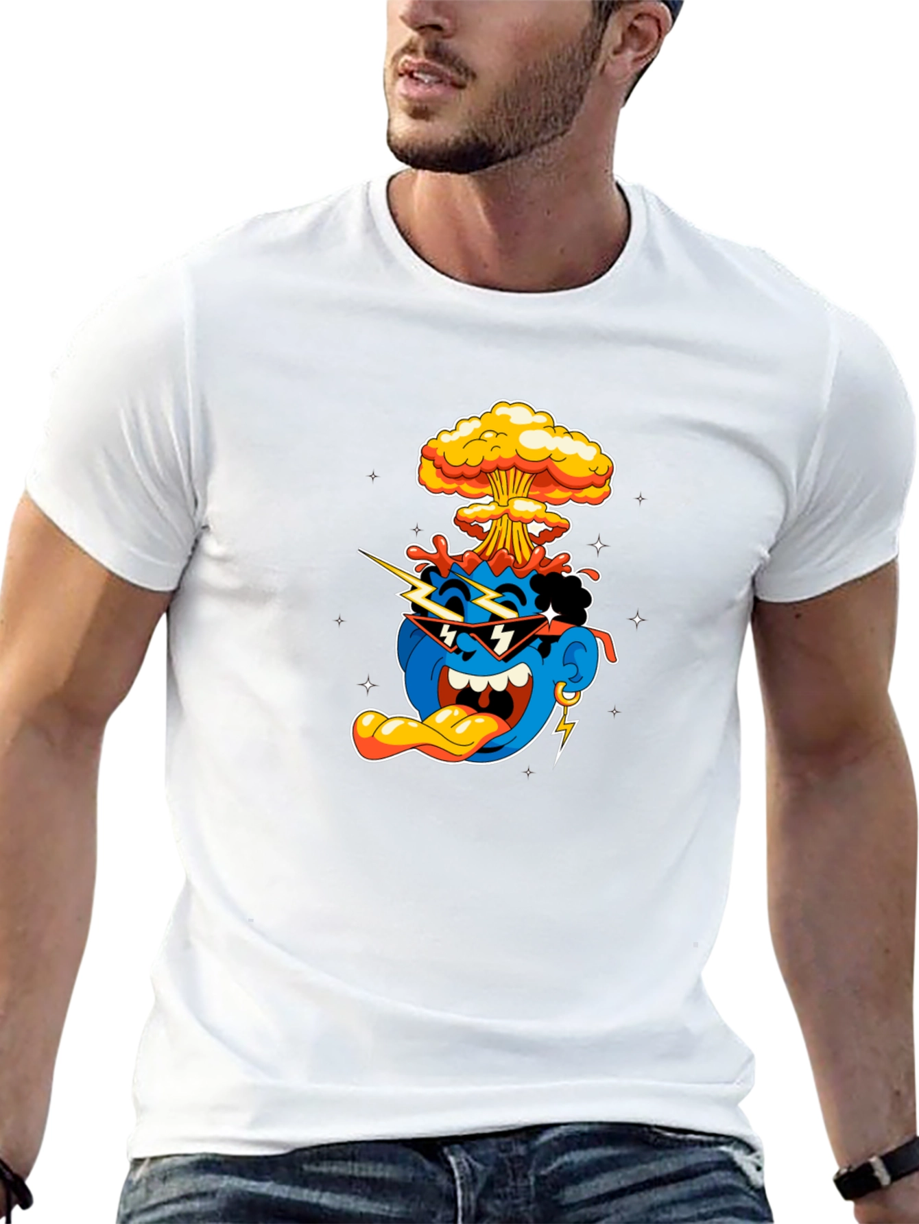 Cool Cartoon Graphic T-Shirt - Black