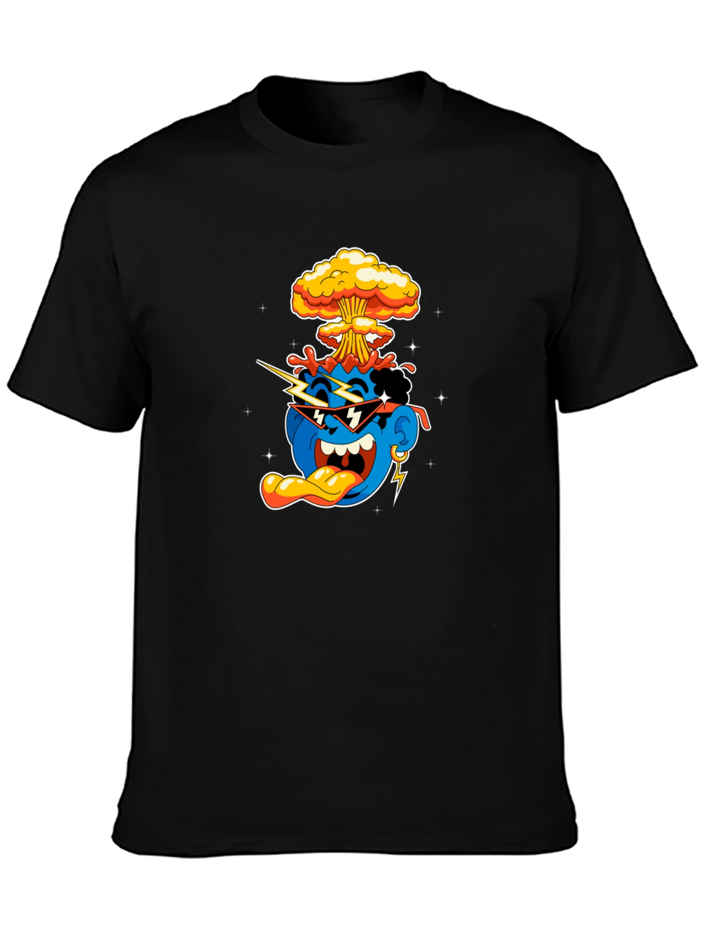 Cool Cartoon Graphic T-Shirt - Black