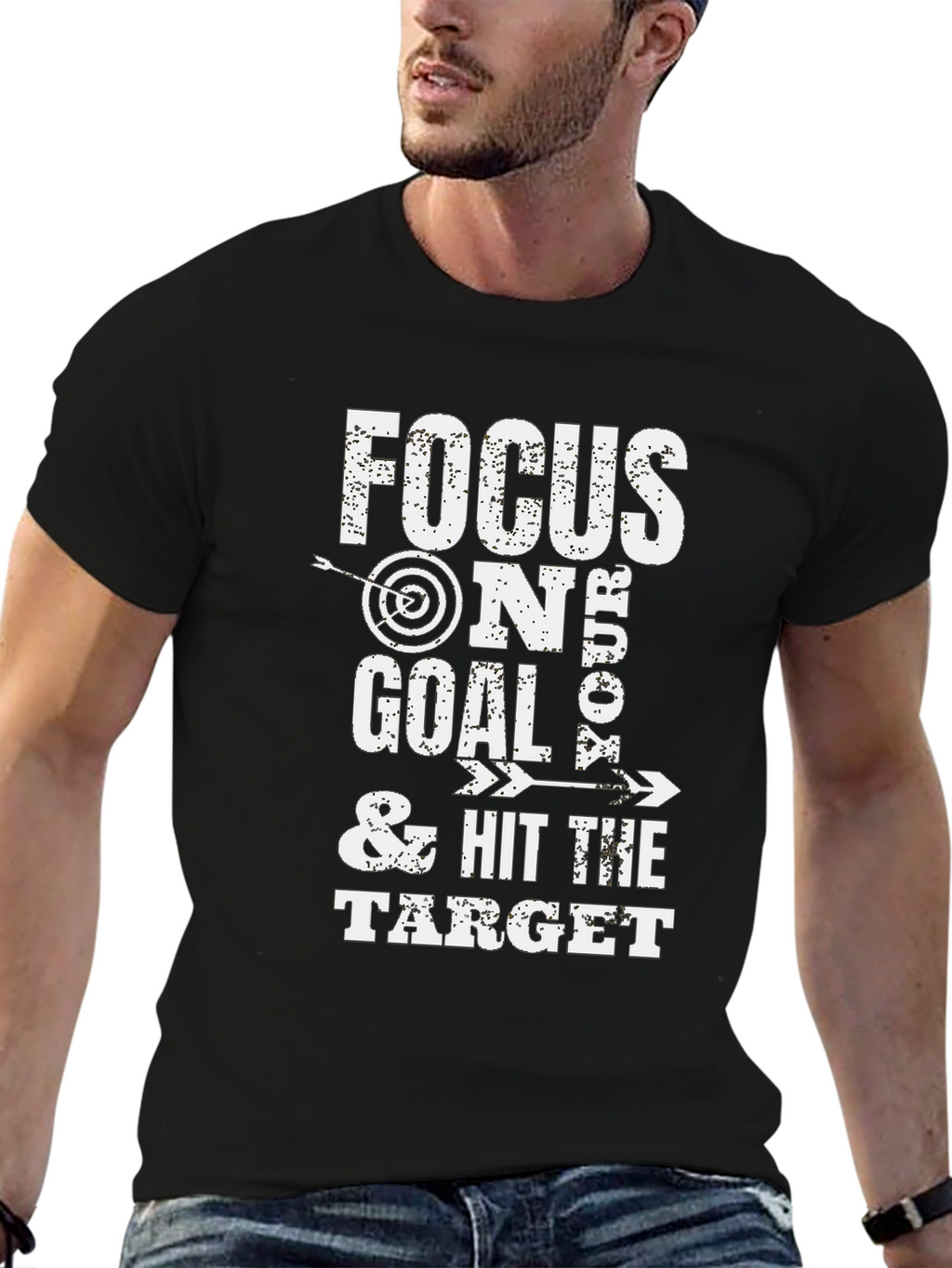 Focus Goal Target Black Graphic Tee