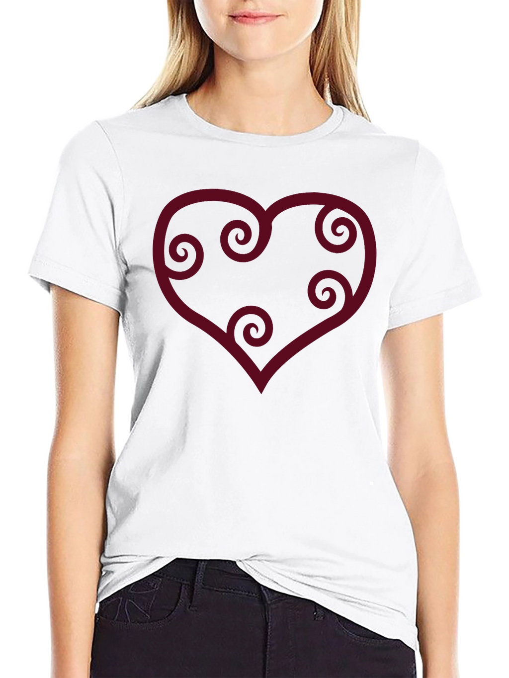 Heart Swirls Graphic Black T-Shirt