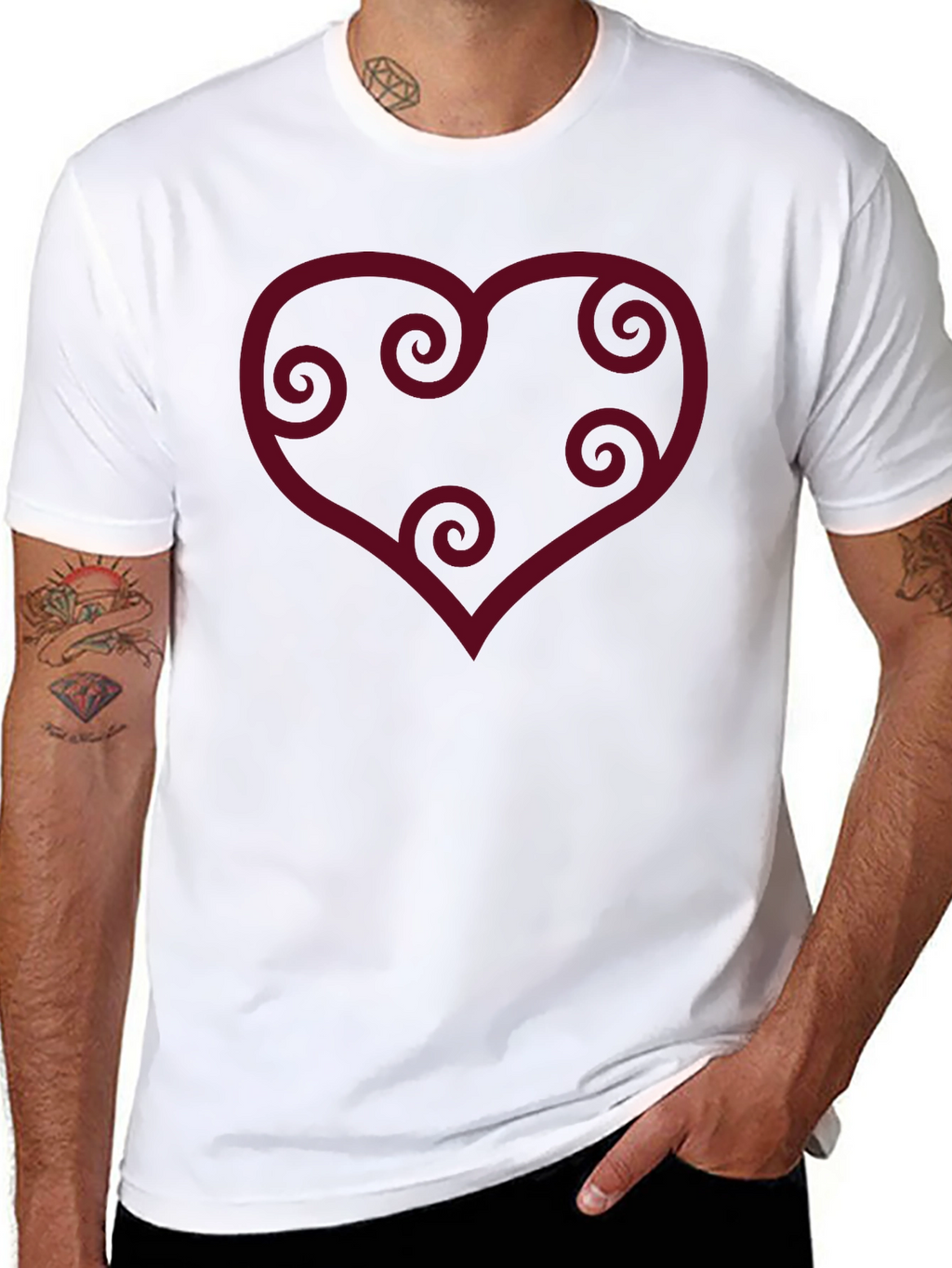 Heart Swirls Graphic Black T-Shirt