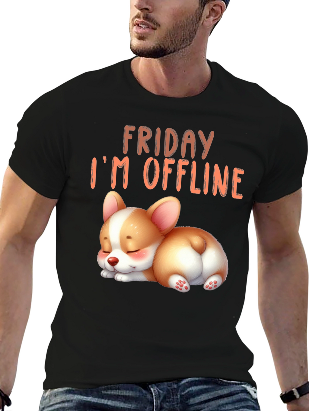 Friday Im Offline Corgi T-Shirt
