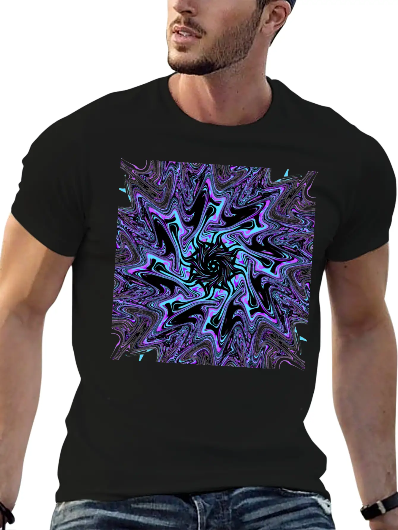Galactic Black Hole Ectoplasm (Mandala) Stylish Everyday T-Shirt – Unisex Basic Cotton Tee