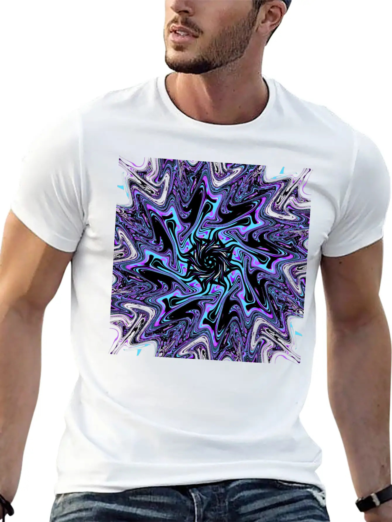 Galactic Black Hole Ectoplasm (Mandala) Stylish Everyday T-Shirt – Unisex Basic Cotton Tee