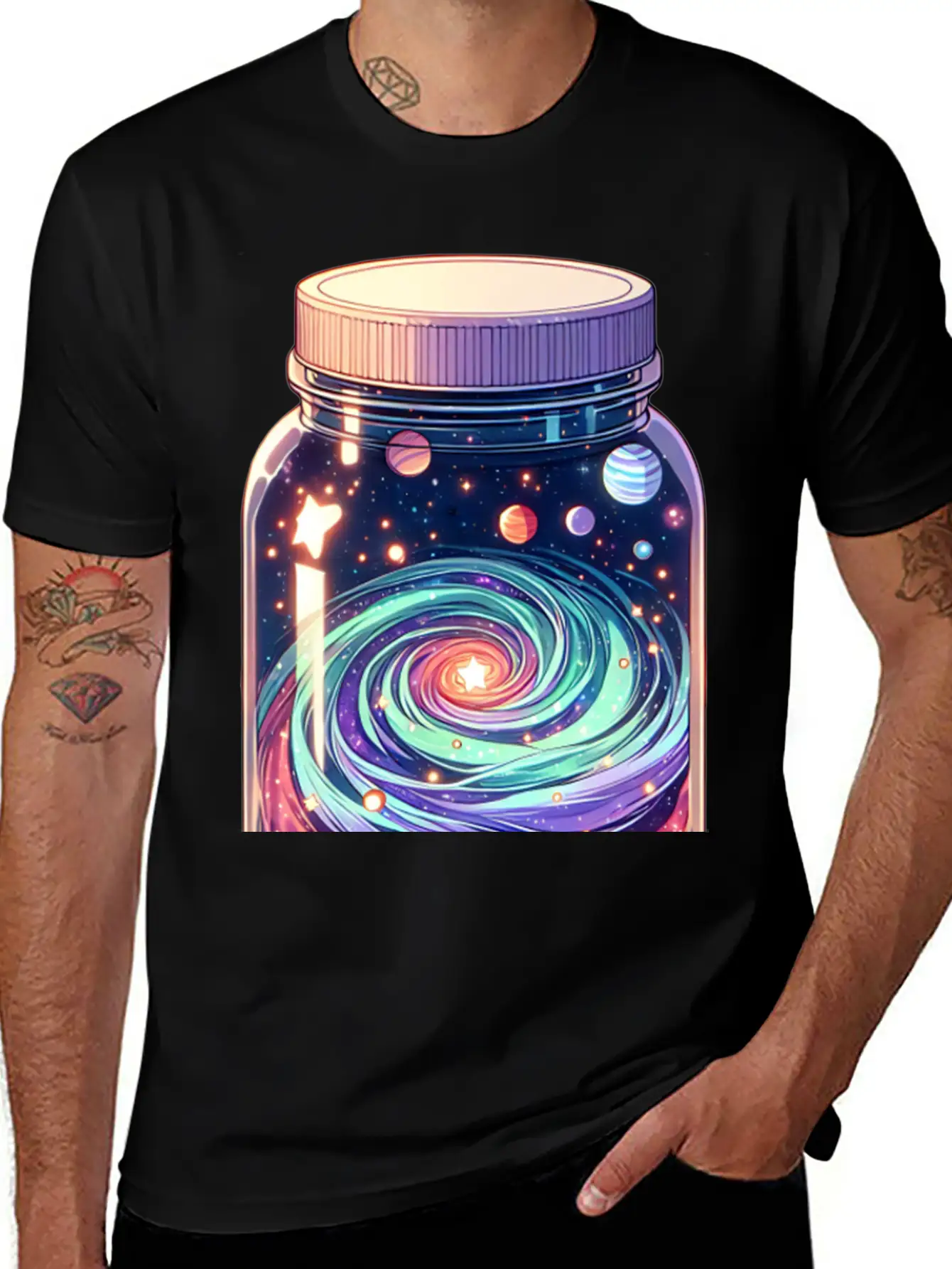 Galaxy In A Jar Basic Graphic T-Shirt – Daily Comfort In Soft Cotton