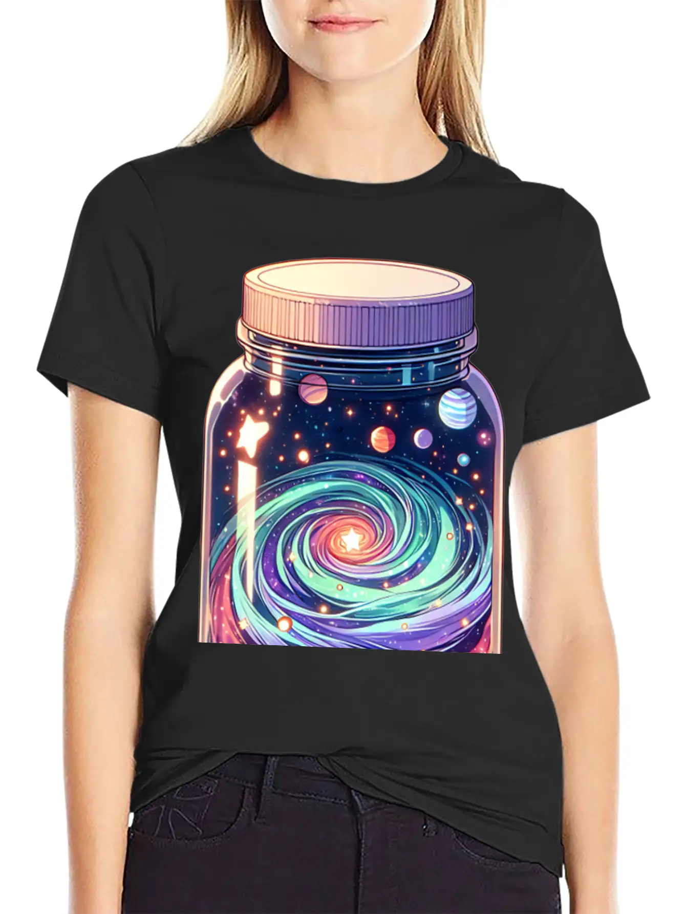 Galaxy In A Jar Basic Graphic T-Shirt – Daily Comfort In Soft Cotton