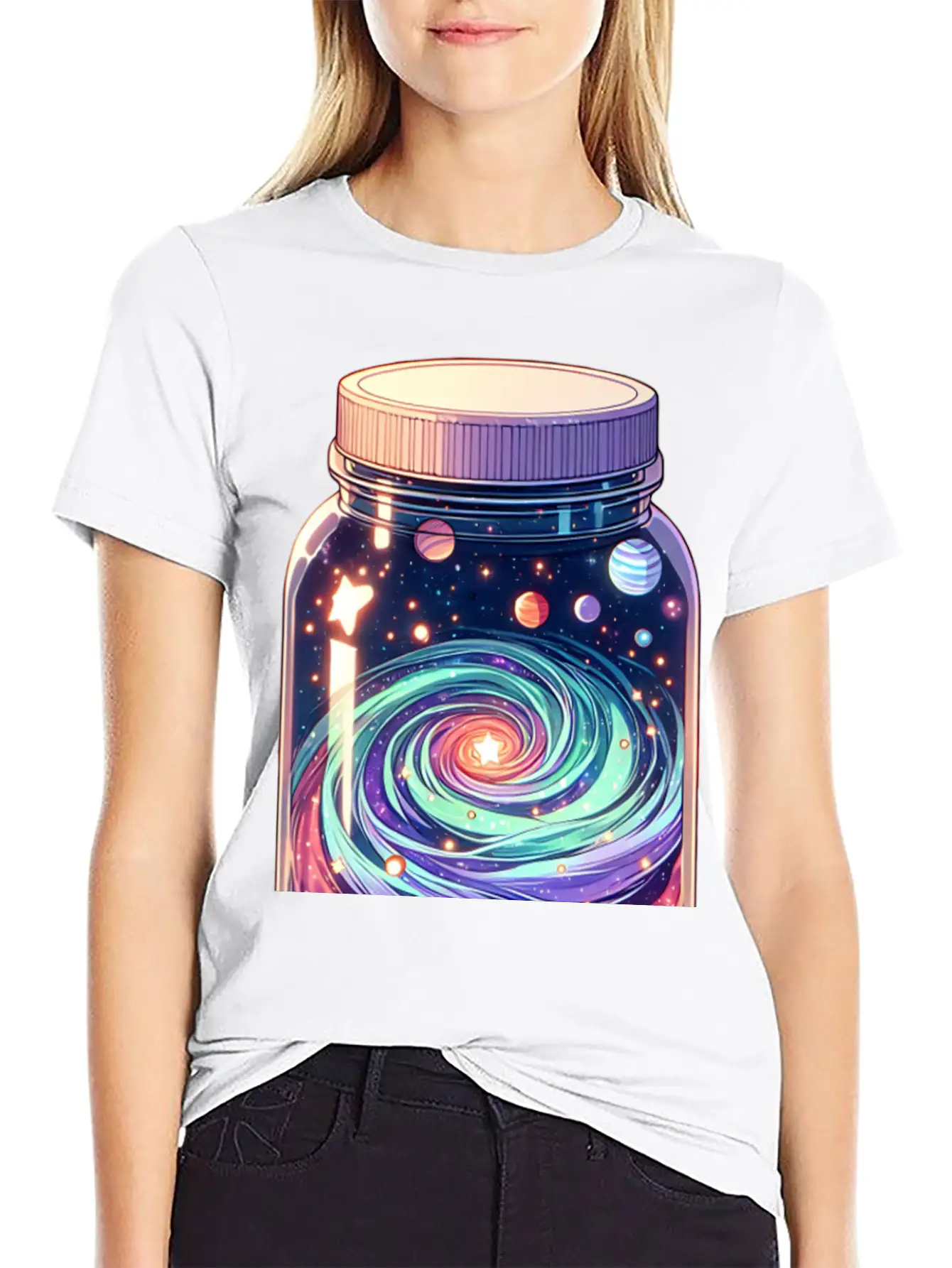 Galaxy In A Jar Basic Graphic T-Shirt – Daily Comfort In Soft Cotton