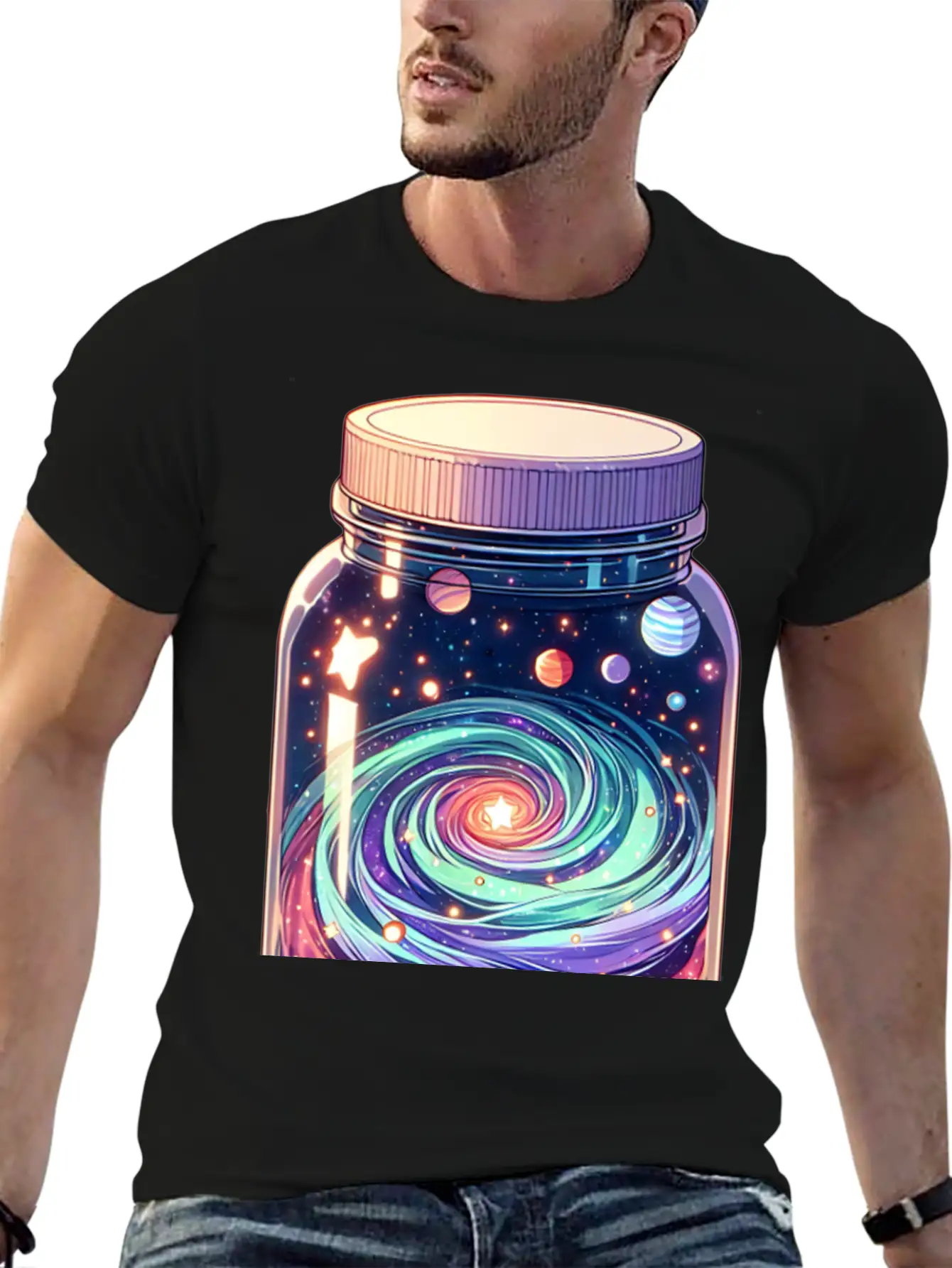 Galaxy In A Jar Basic Graphic T-Shirt – Daily Comfort In Soft Cotton