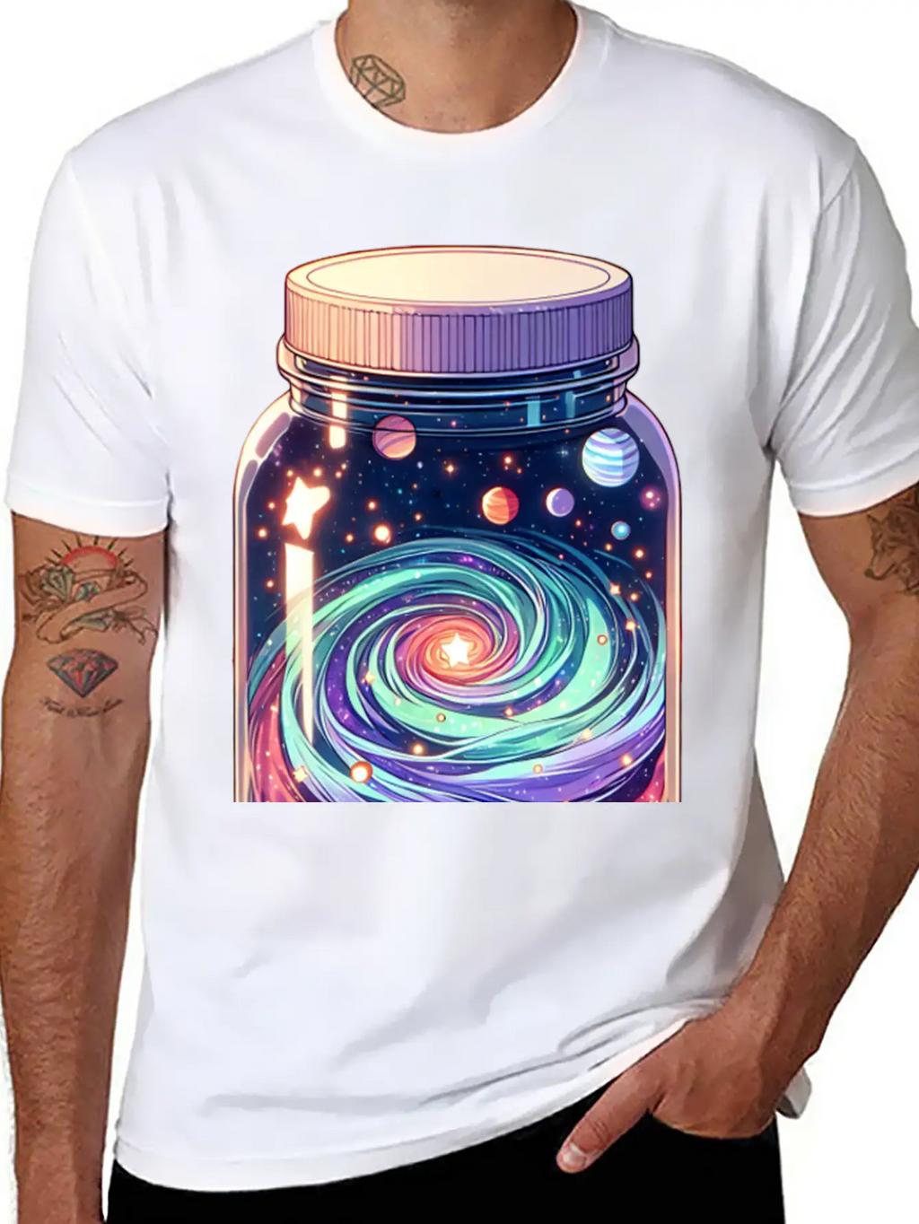 Galaxy In A Jar Basic Graphic T-Shirt – Daily Comfort In Soft Cotton