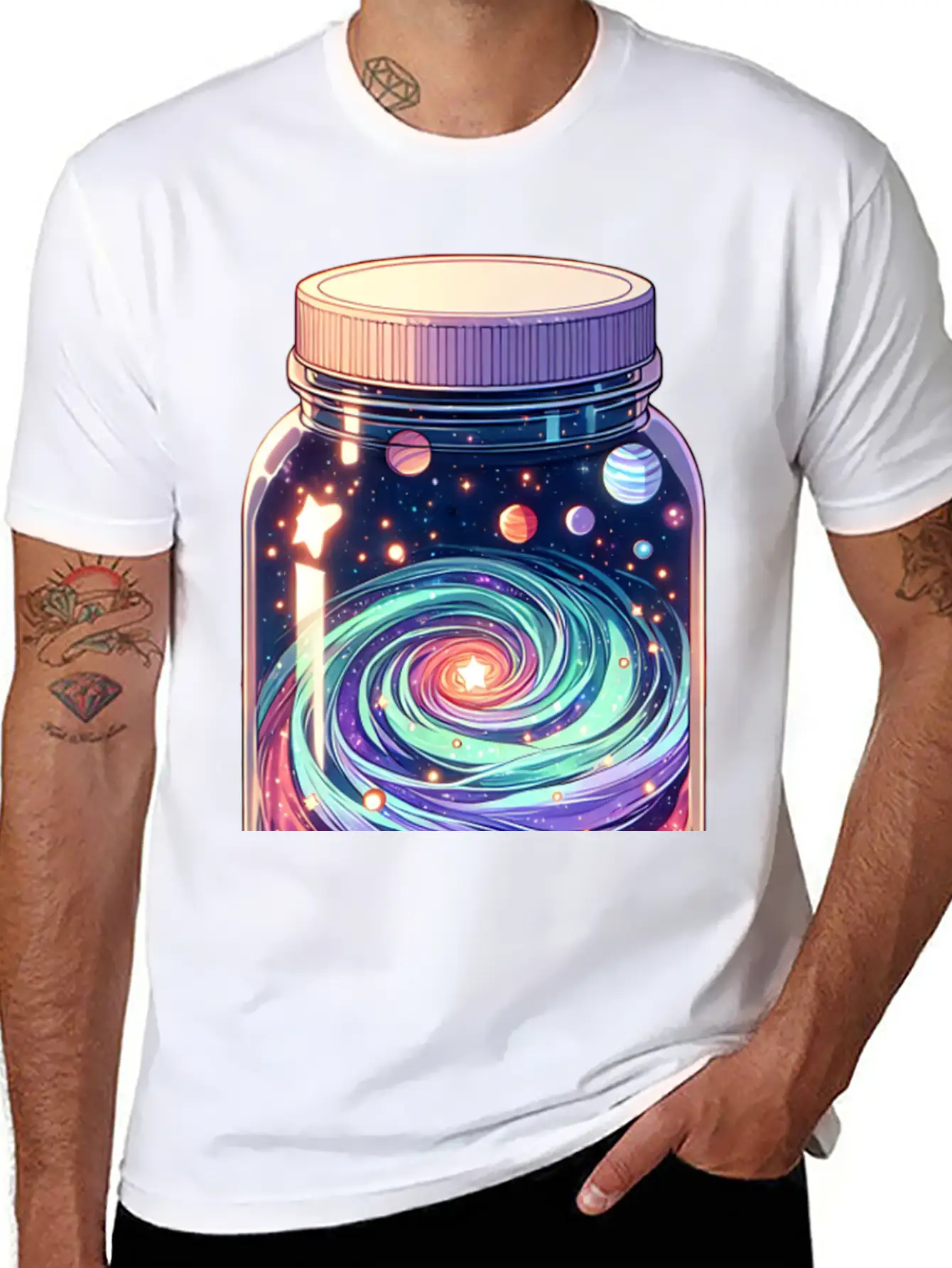 Galaxy In A Jar Basic Graphic T-Shirt – Daily Comfort In Soft Cotton