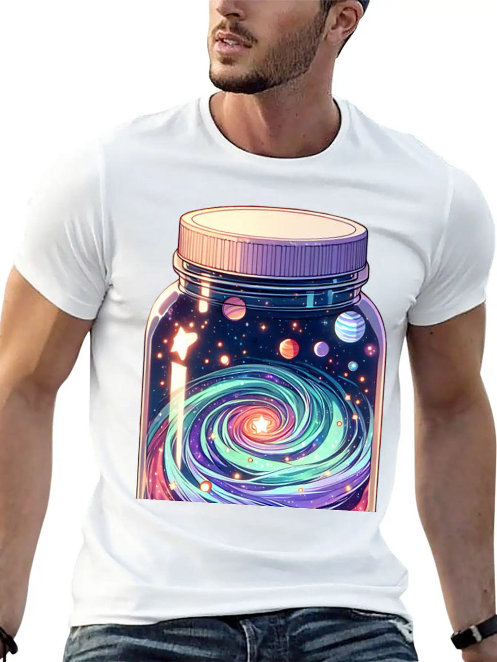 Galaxy In A Jar Basic Graphic T-Shirt – Daily Comfort In Soft Cotton