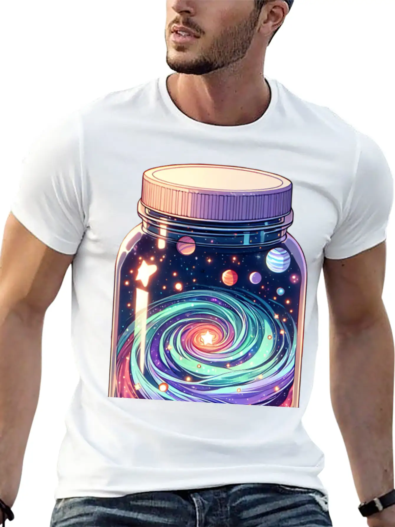 Galaxy In A Jar Basic Graphic T-Shirt – Daily Comfort In Soft Cotton
