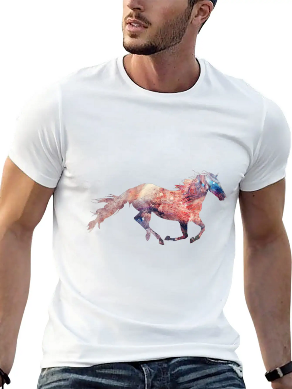Galaxy Of Horse Essential Cotton Tee For Daily Outfits – Unisex Style