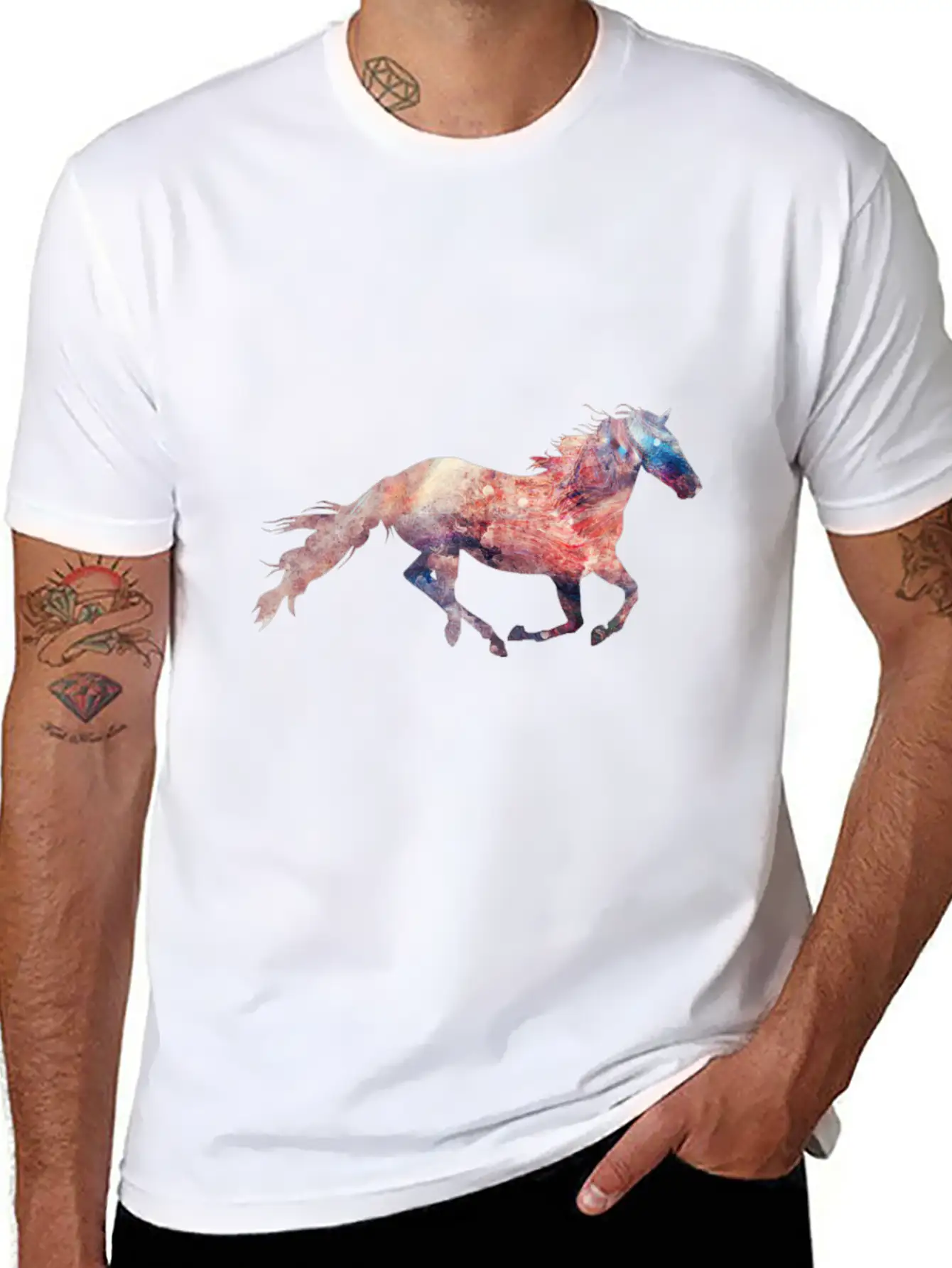 Galaxy Of Horse Essential Cotton Tee For Daily Outfits – Unisex Style