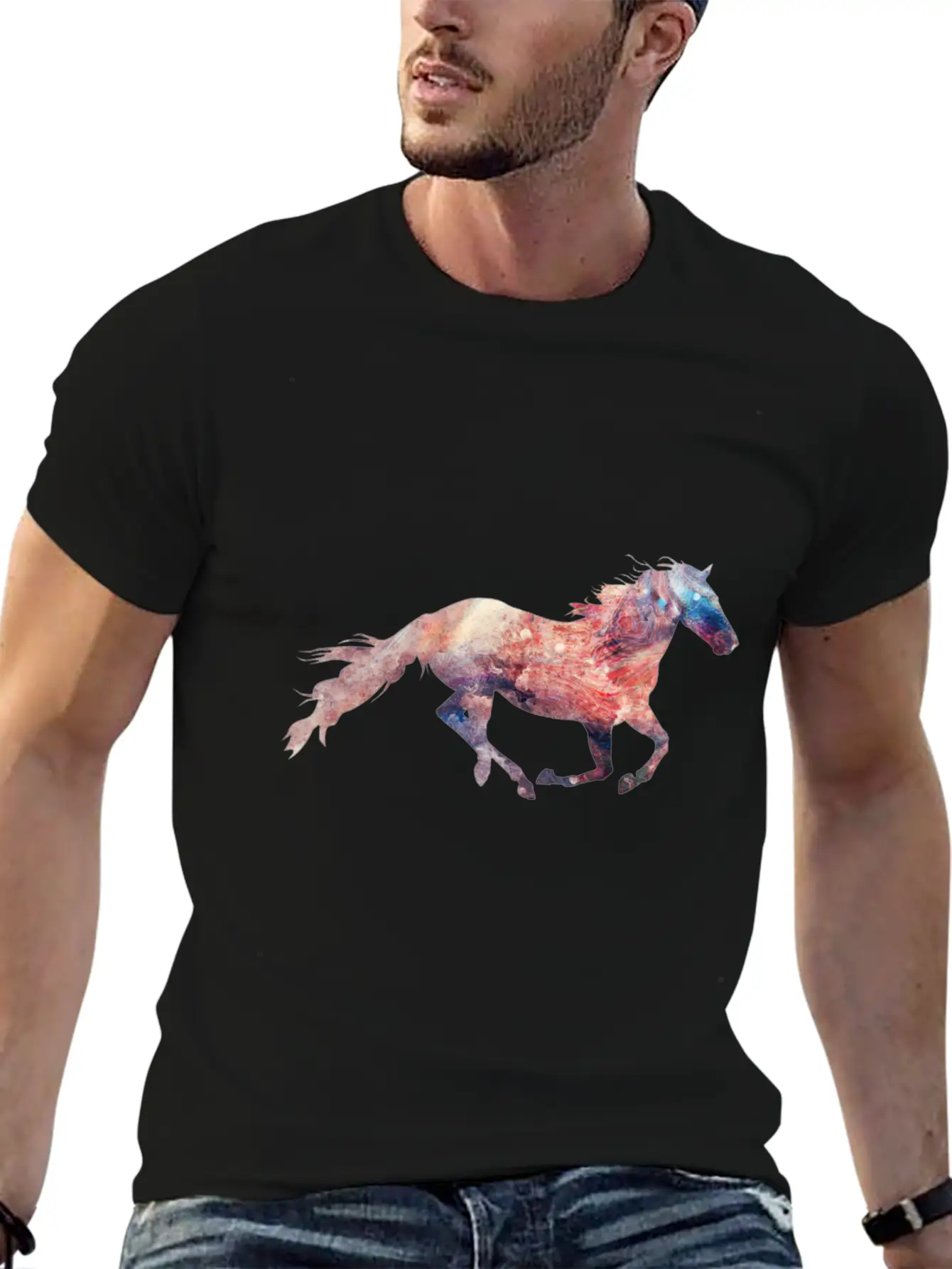 Galaxy Of Horse Essential Cotton Tee For Daily Outfits – Unisex Style