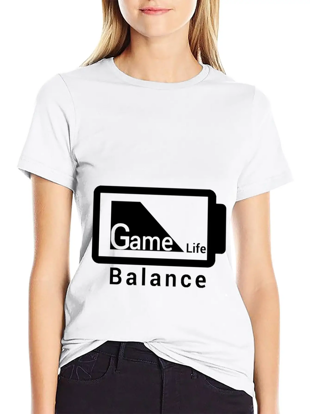 Game Life Balance Battery Design Outside Stylish Everyday T-Shirt – Unisex Basic Cotton Tee