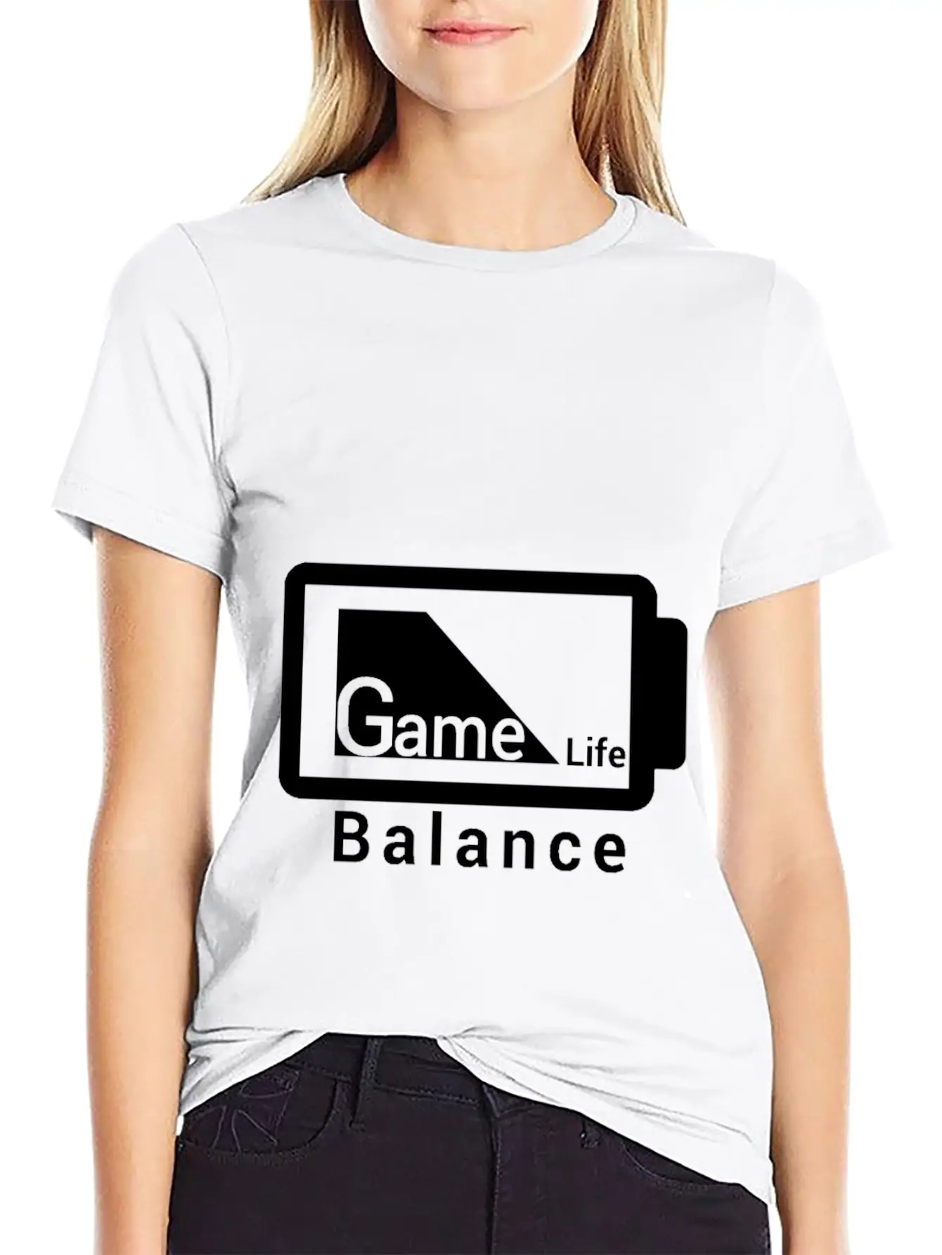 Game Life Balance Battery Design Outside Stylish Everyday T-Shirt – Unisex Basic Cotton Tee