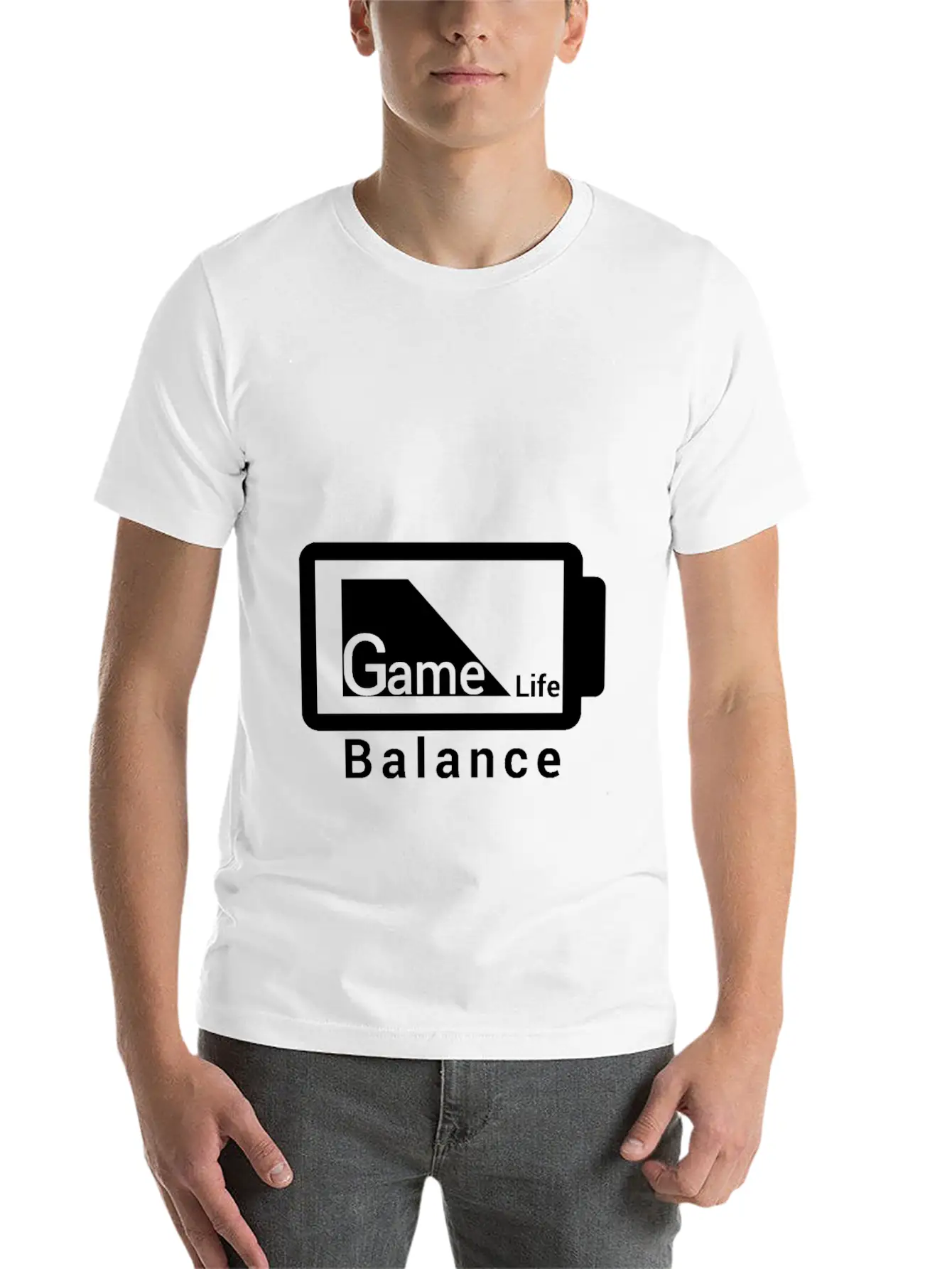 Game Life Balance Battery Design Outside Stylish Everyday T-Shirt – Unisex Basic Cotton Tee