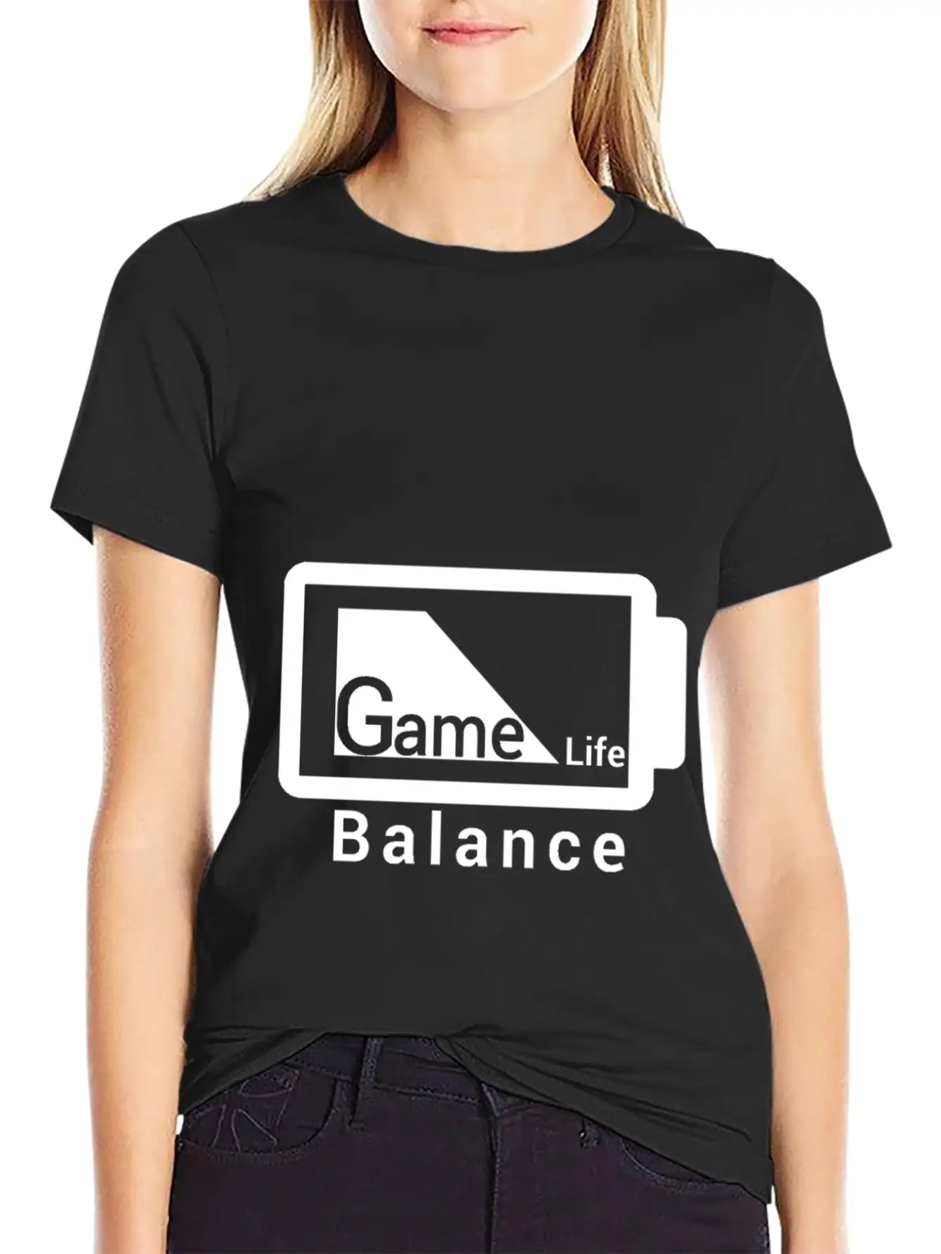 Game Life Balance Battery Design Outside Stylish Everyday T-Shirt – Unisex Basic Cotton Tee