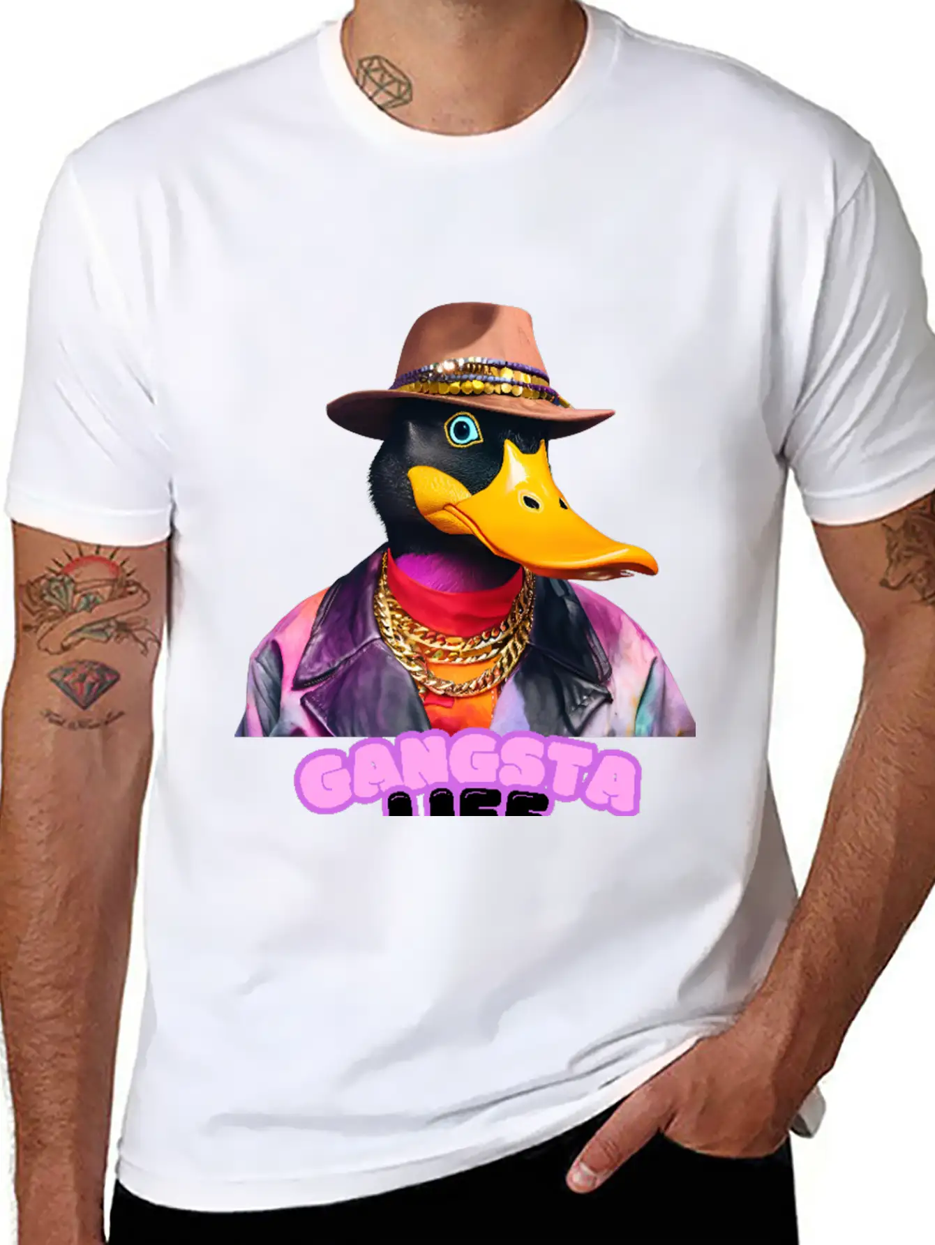 Gangsta Life Duck Breathable Soft Cotton T-Shirt – Timeless Casual Look