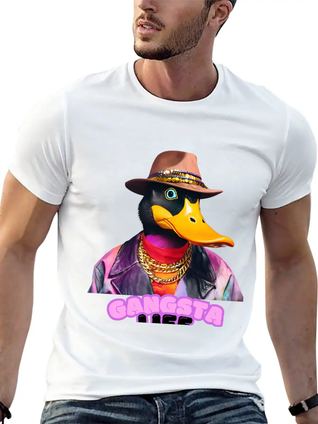 Gangsta Life Duck Breathable Soft Cotton T-Shirt – Timeless Casual Look