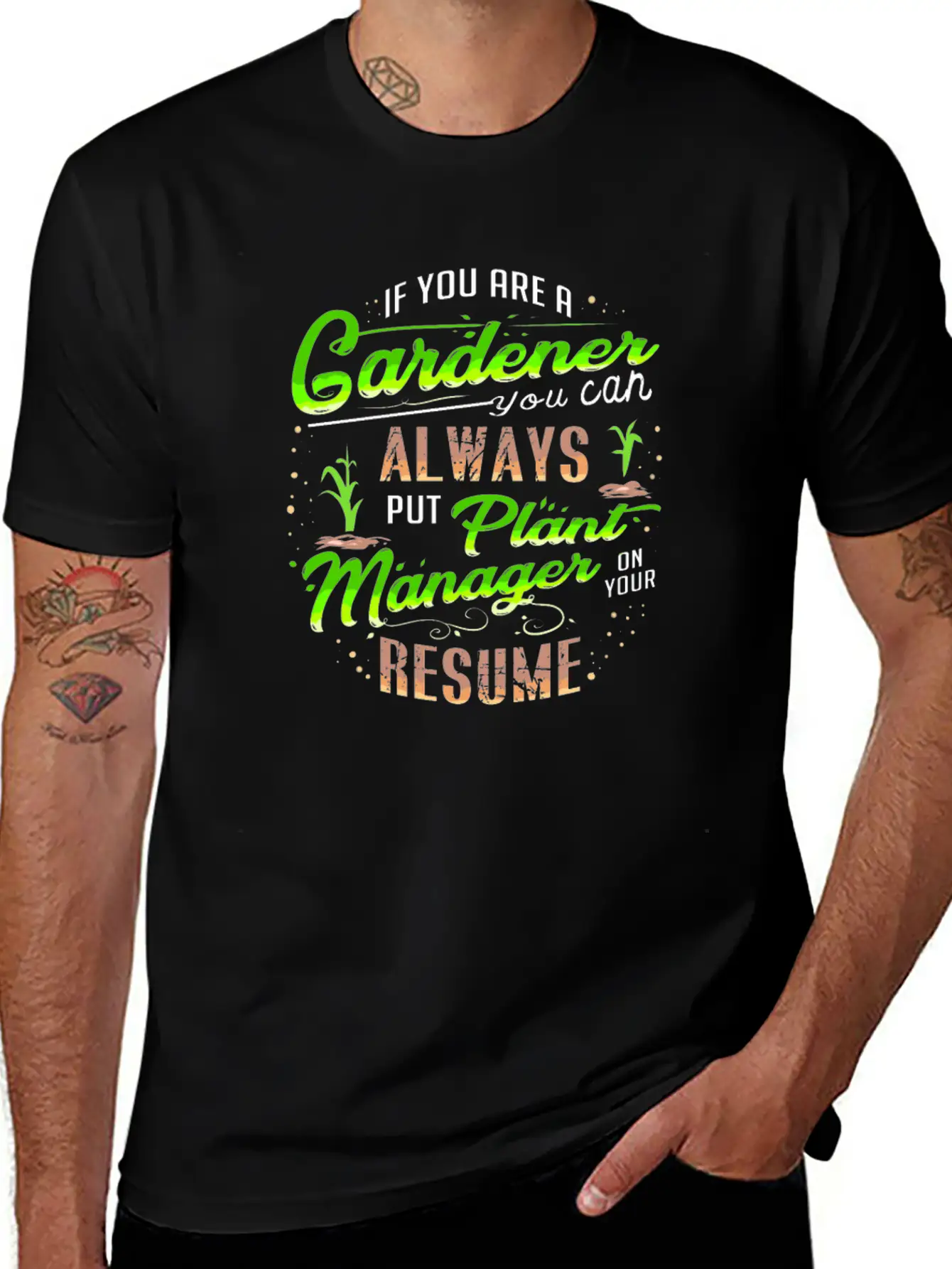 Gardener Plants Resume Funny Quote Gift Present Unisex Casual T-Shirt – Clean Design For Daily Comfort