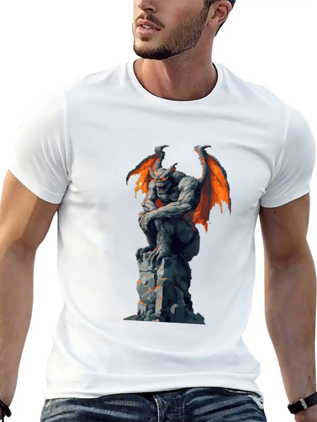 Gargoyle Pixel Art Basic Graphic T-Shirt – Daily Comfort In Soft Cotton