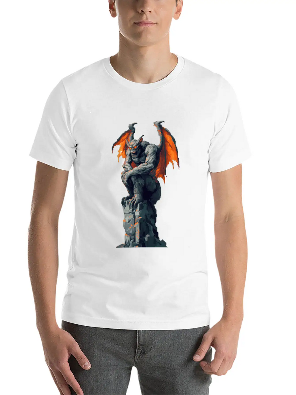 Gargoyle Pixel Art Basic Graphic T-Shirt – Daily Comfort In Soft Cotton