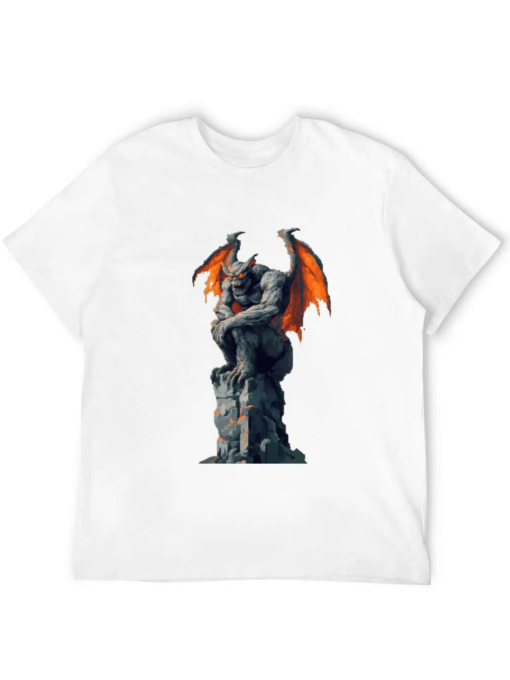 Gargoyle Pixel Art Basic Graphic T-Shirt – Daily Comfort In Soft Cotton