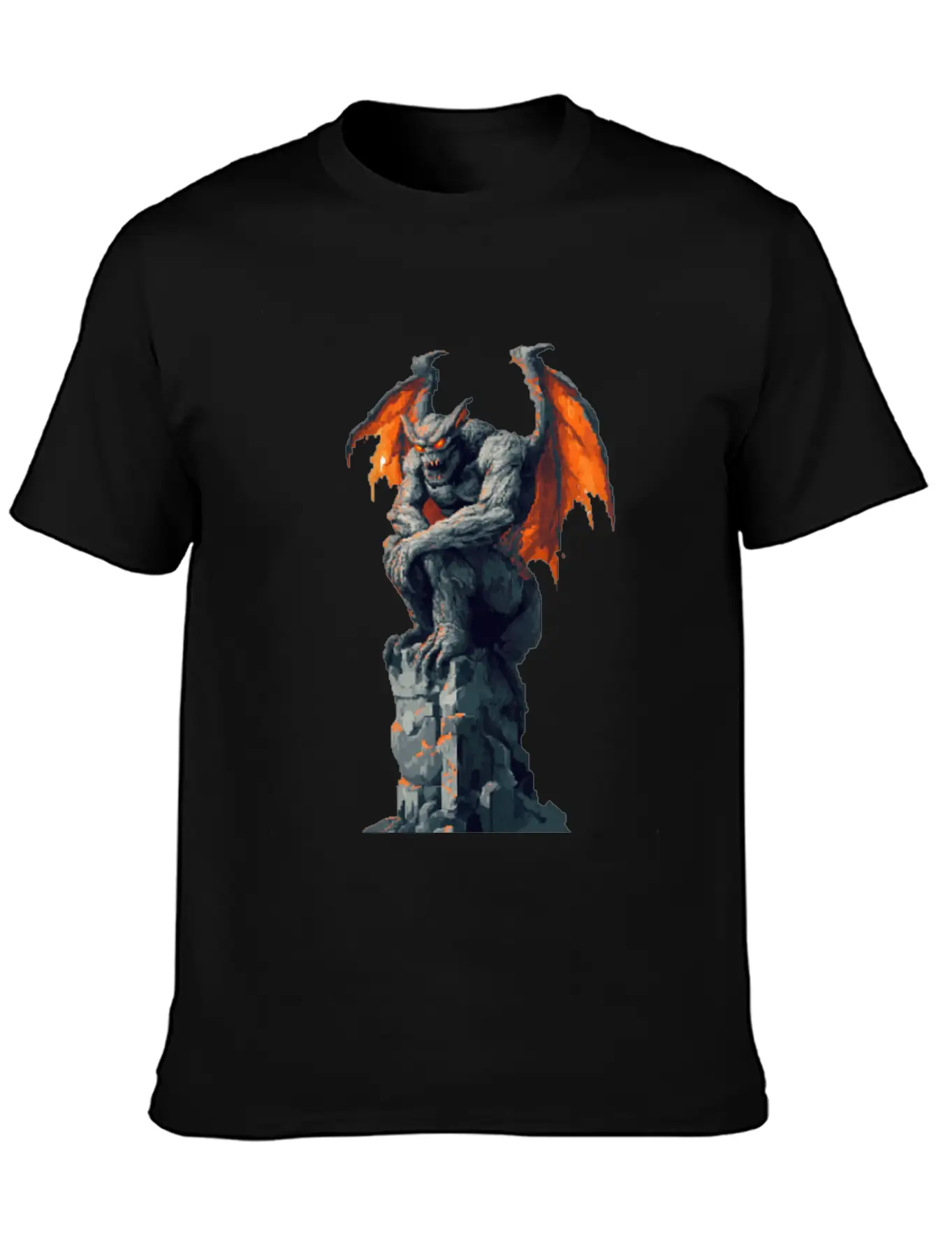 Gargoyle Pixel Art Basic Graphic T-Shirt – Daily Comfort In Soft Cotton