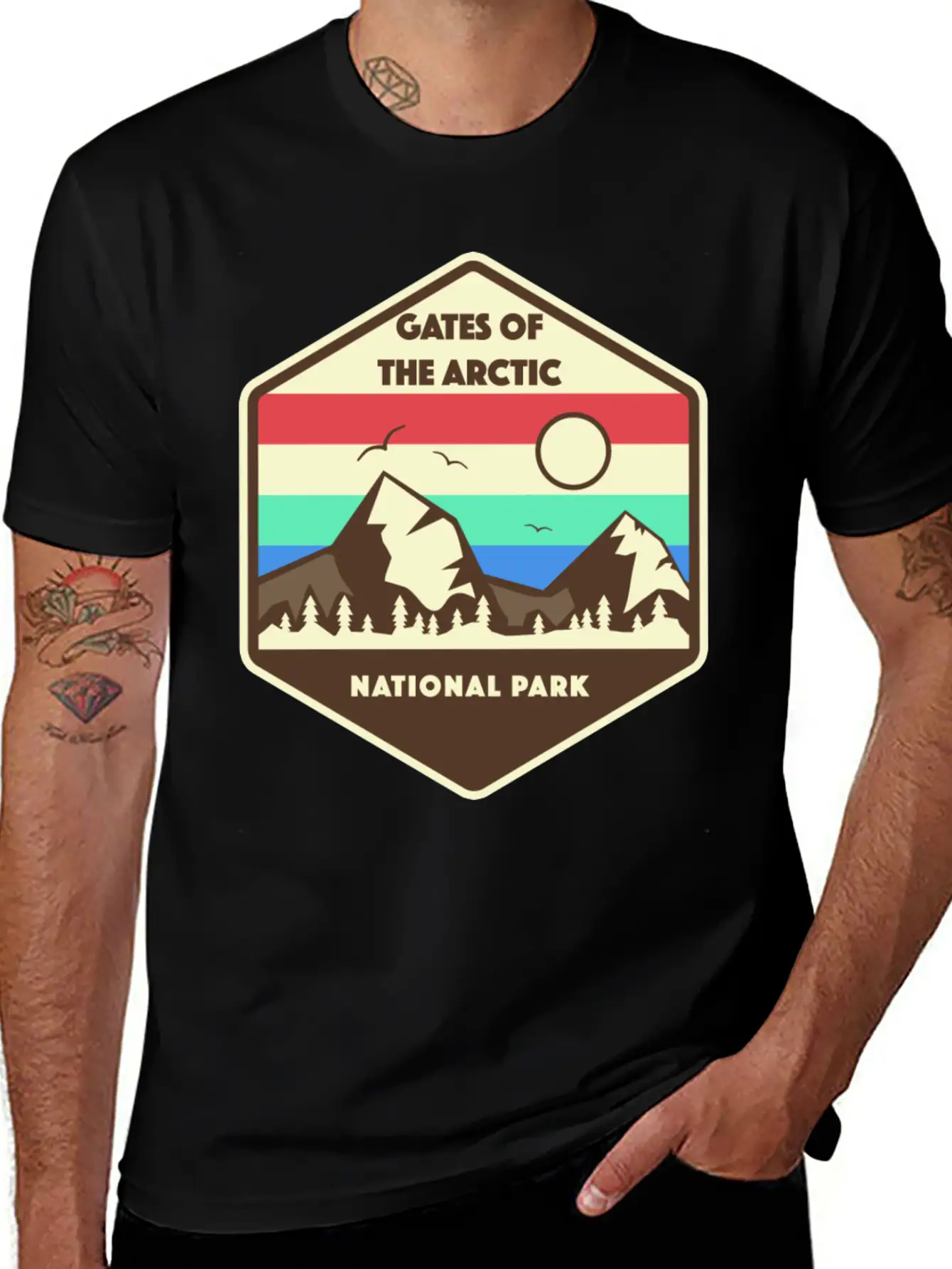 Gates Of The Arctic National Park Retro Relaxed Everyday Tee – Lightweight And Durable Cotton