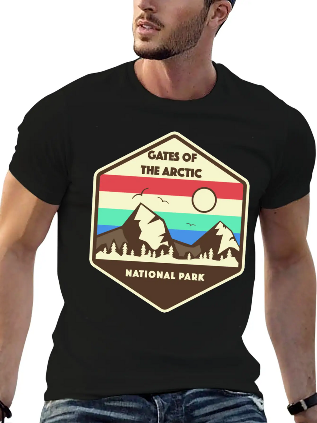 Gates Of The Arctic National Park Retro Relaxed Everyday Tee – Lightweight And Durable Cotton
