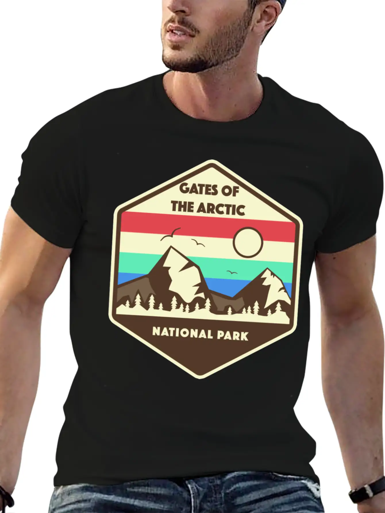 Gates Of The Arctic National Park Retro Relaxed Everyday Tee – Lightweight And Durable Cotton