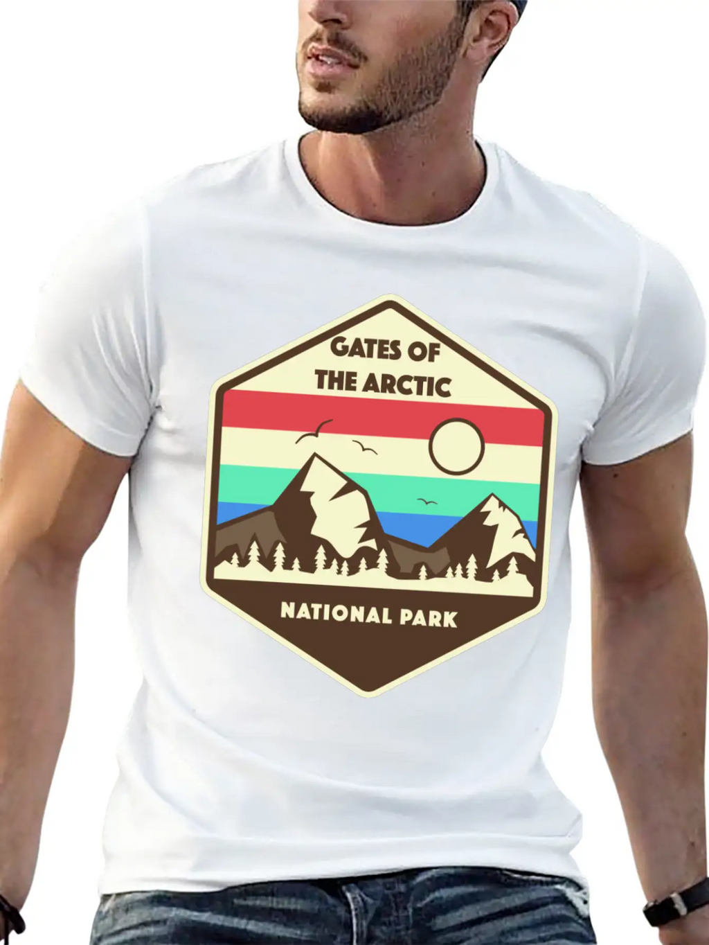 Gates Of The Arctic National Park Retro Relaxed Everyday Tee – Lightweight And Durable Cotton