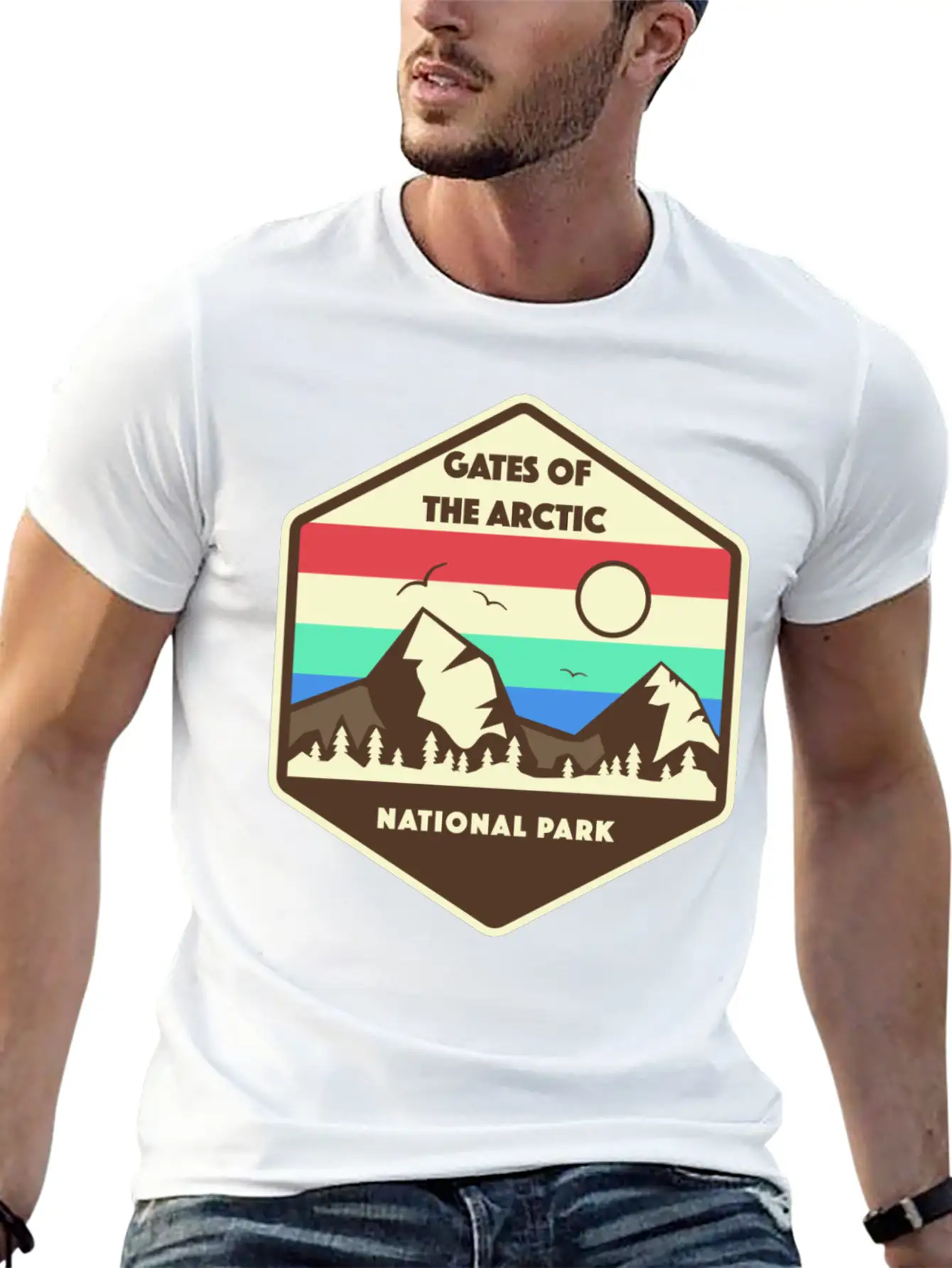 Gates Of The Arctic National Park Retro Relaxed Everyday Tee – Lightweight And Durable Cotton
