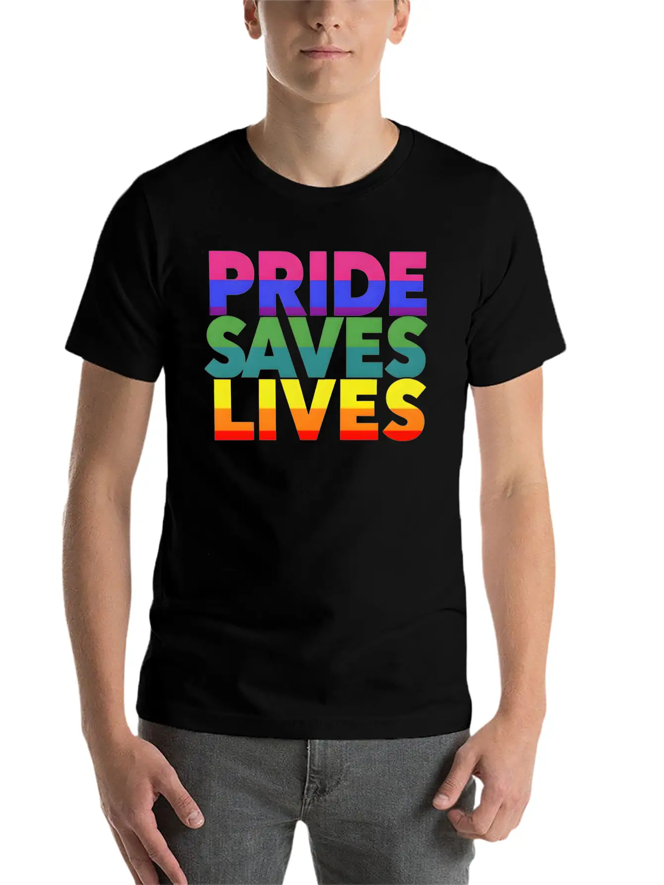 Gay Pride LGBT Community Support Pride Saves Lives Stylish Everyday T-Shirt – Unisex Basic Cotton Tee