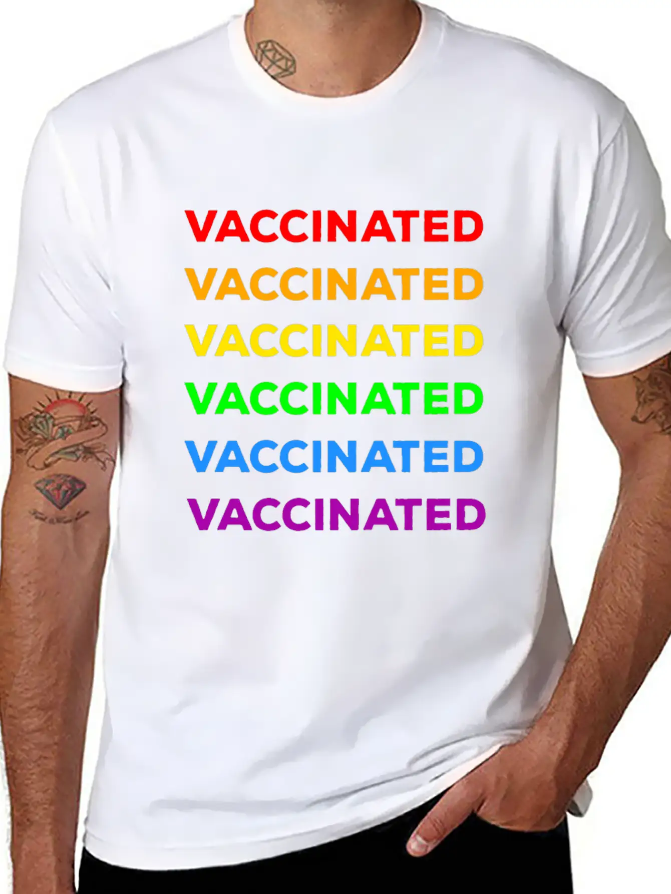 Gay Pride Vaccinated Timeless Short Sleeve Tee – Comfy And Minimalist Design