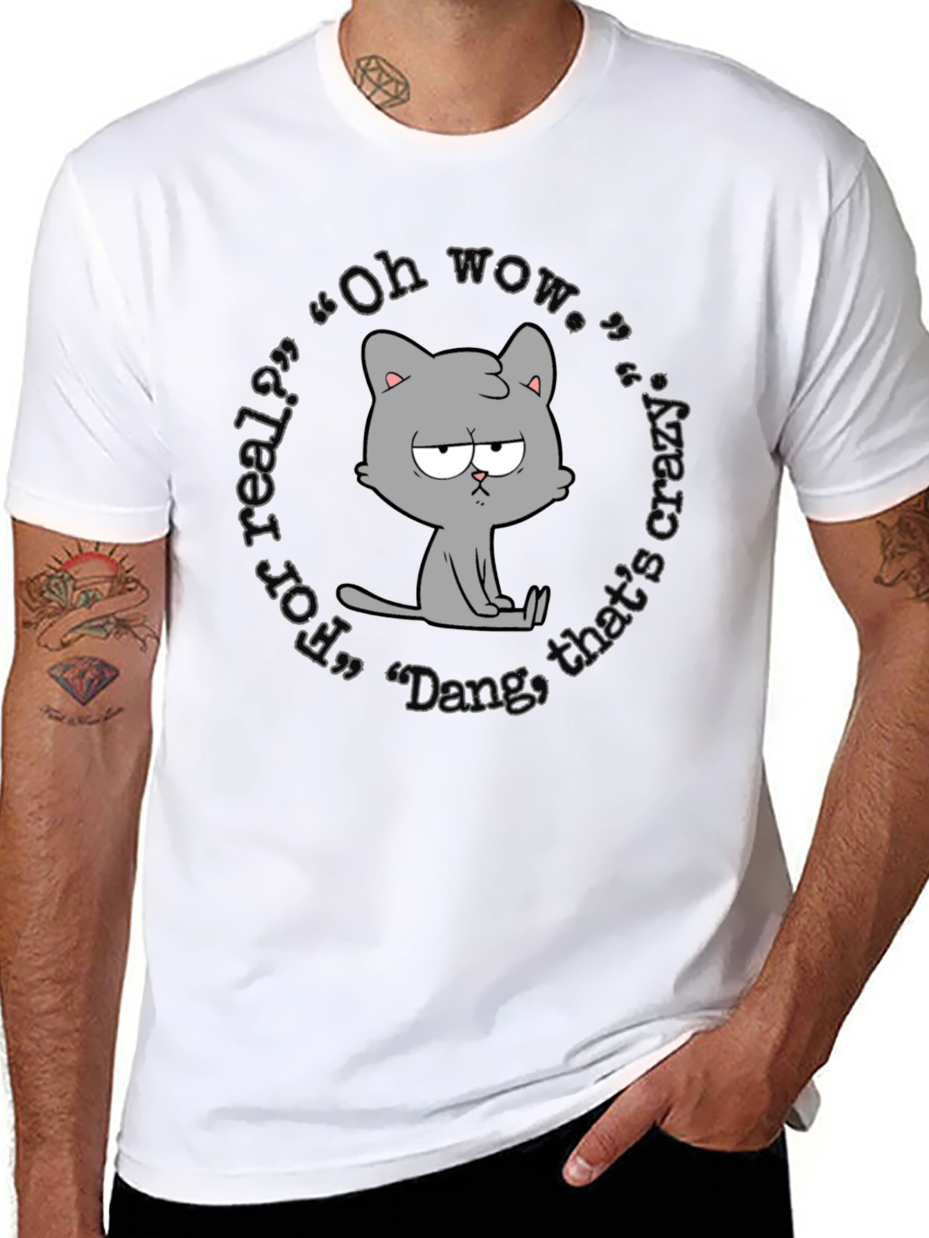 Quirky Cartoon Cat T-Shirt