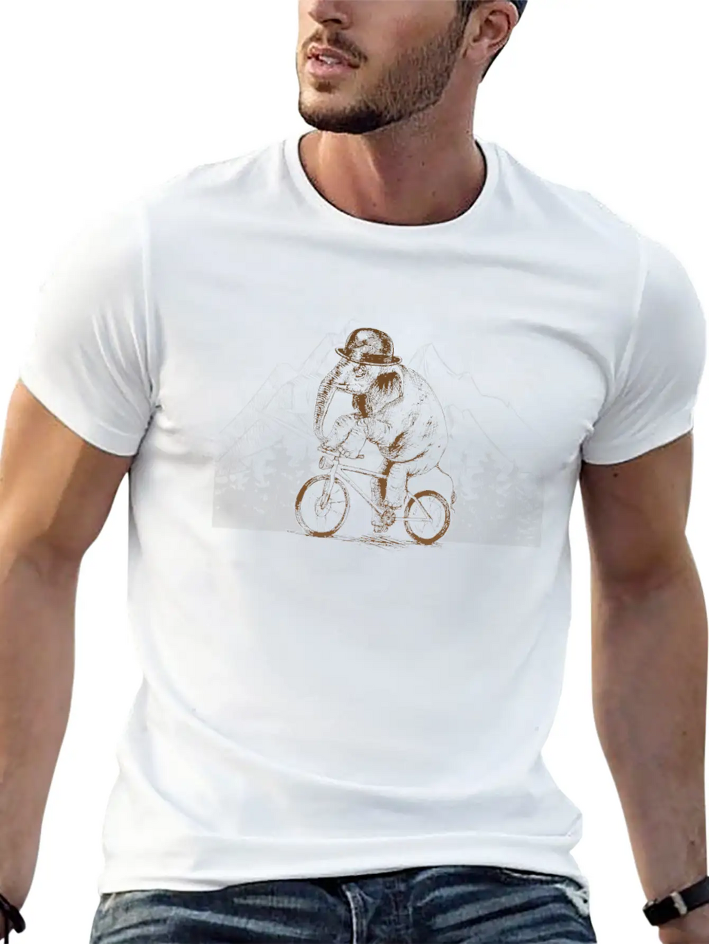 Gentleman Elephant Cycling Essential Cotton Tee For Daily Outfits – Unisex Style