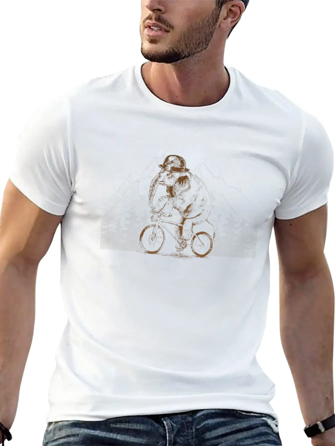 Gentleman Elephant Cycling Essential Cotton Tee For Daily Outfits – Unisex Style
