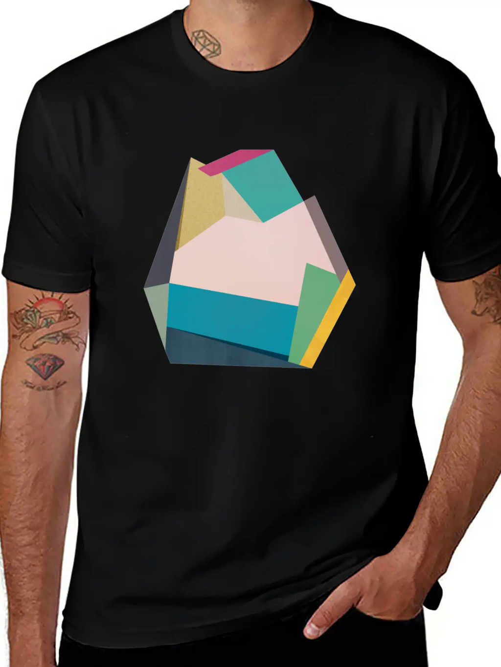 Geometric Collage 14 Classic Cotton Tee – Unisex Comfort For Any Season