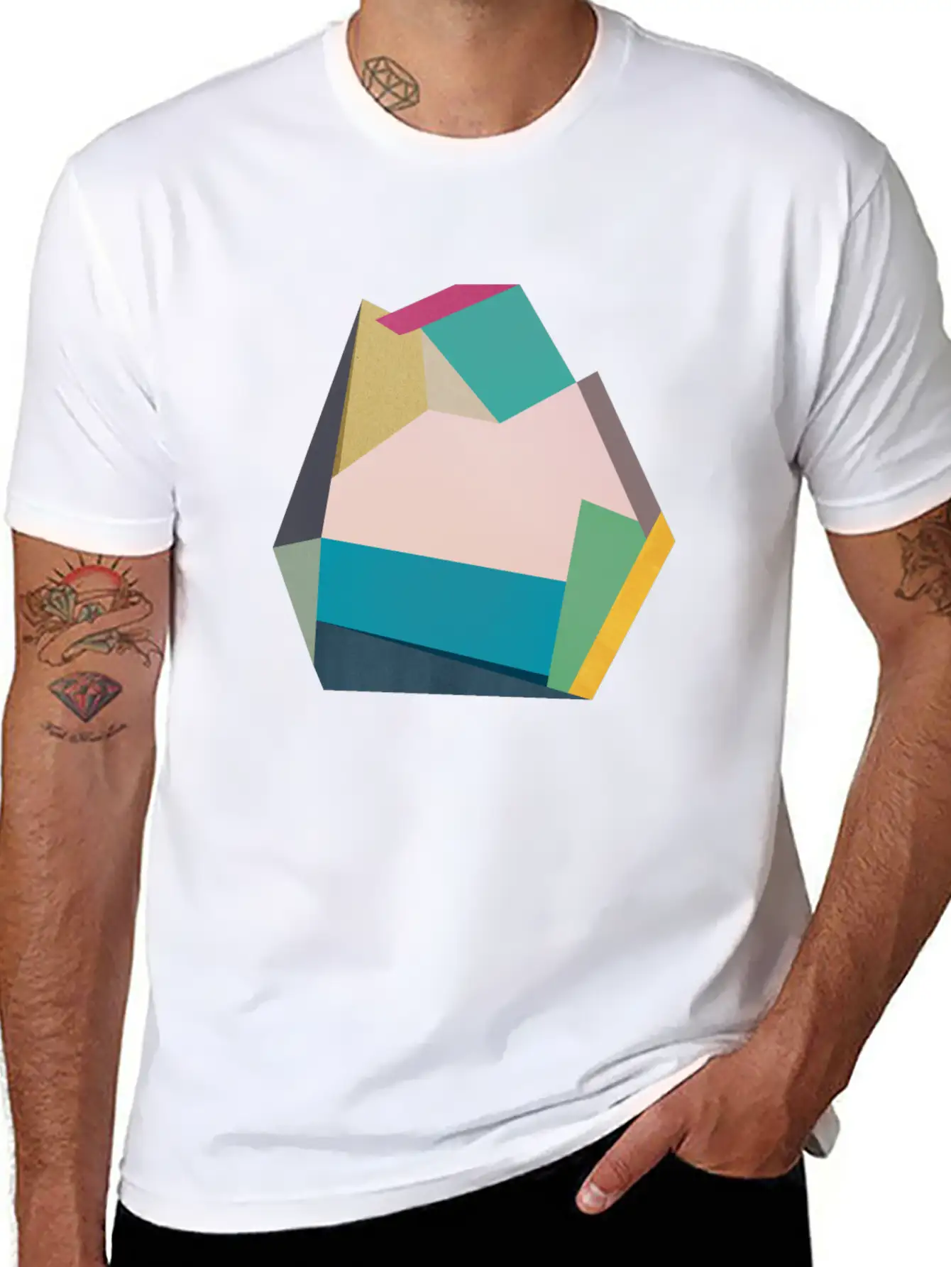 Geometric Collage 14 Classic Cotton Tee – Unisex Comfort For Any Season
