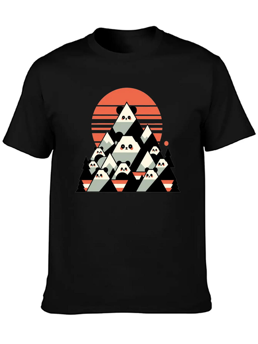 Geometric Pandas Mountain Relaxed Everyday Tee – Lightweight And Durable Cotton