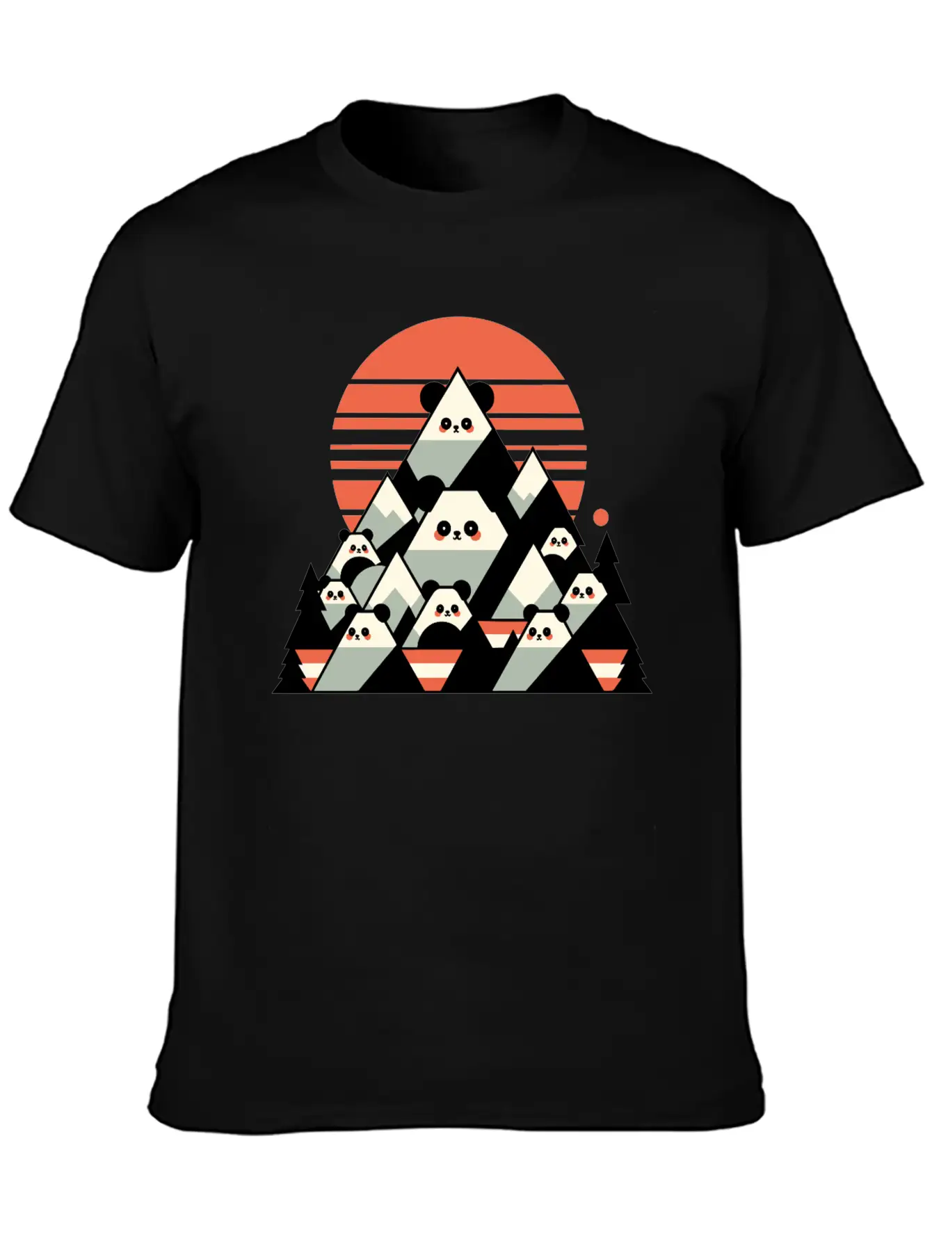 Geometric Pandas Mountain Relaxed Everyday Tee – Lightweight And Durable Cotton