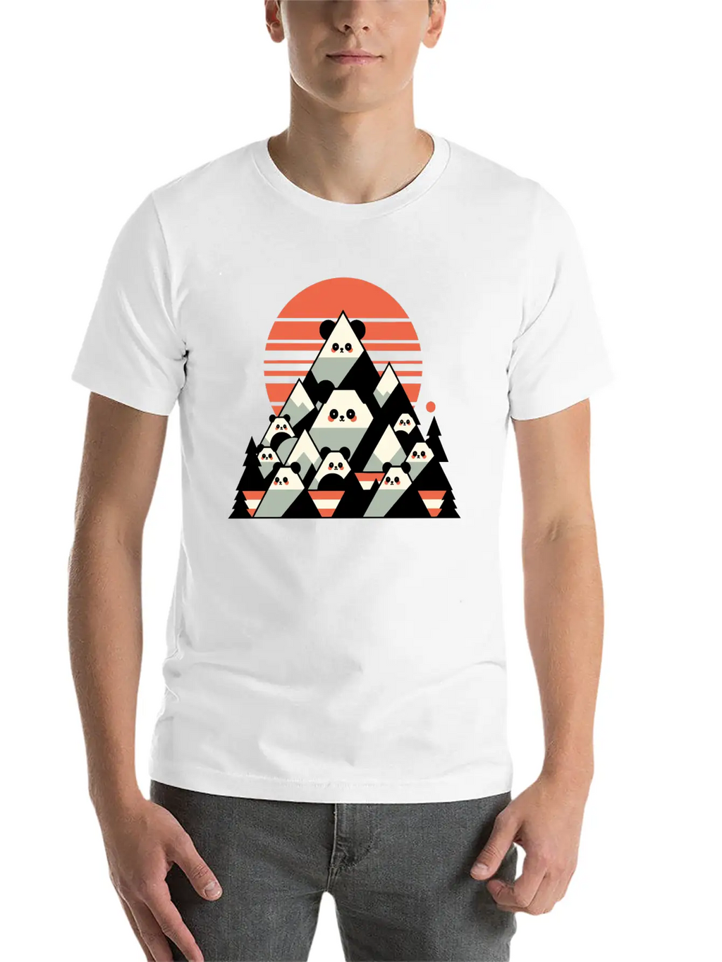 Geometric Pandas Mountain Relaxed Everyday Tee – Lightweight And Durable Cotton